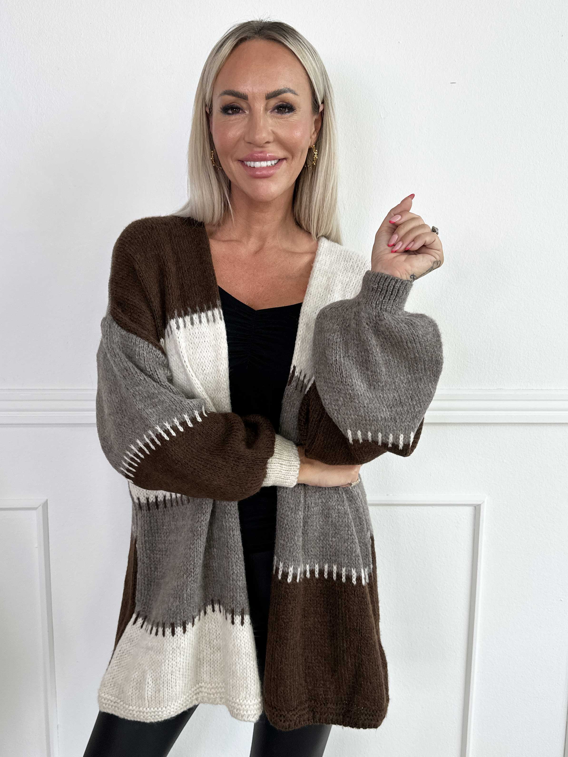 Belis - Flerfarvet ternet strikcardigan