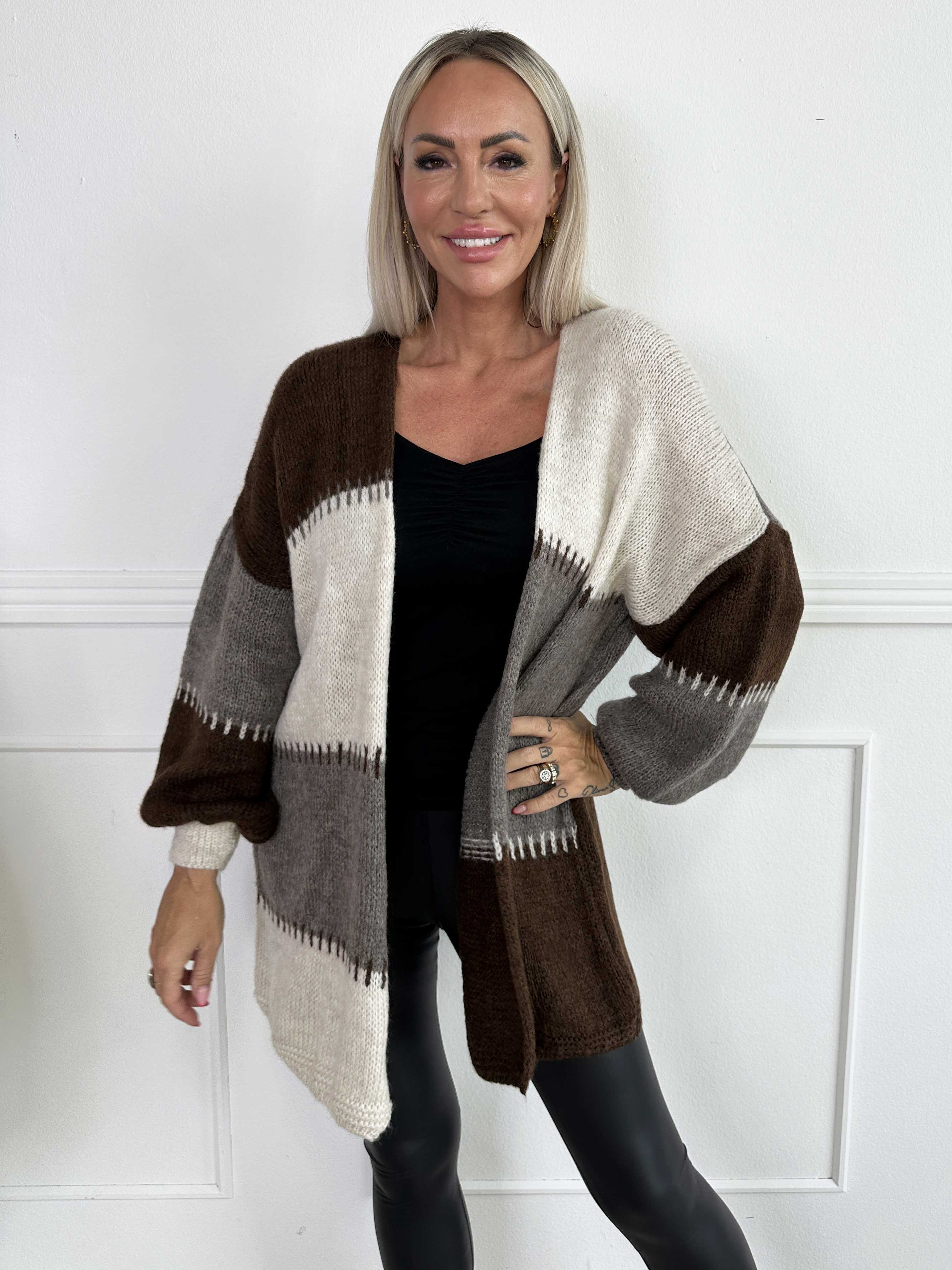 Belis - Flerfarvet ternet strikcardigan