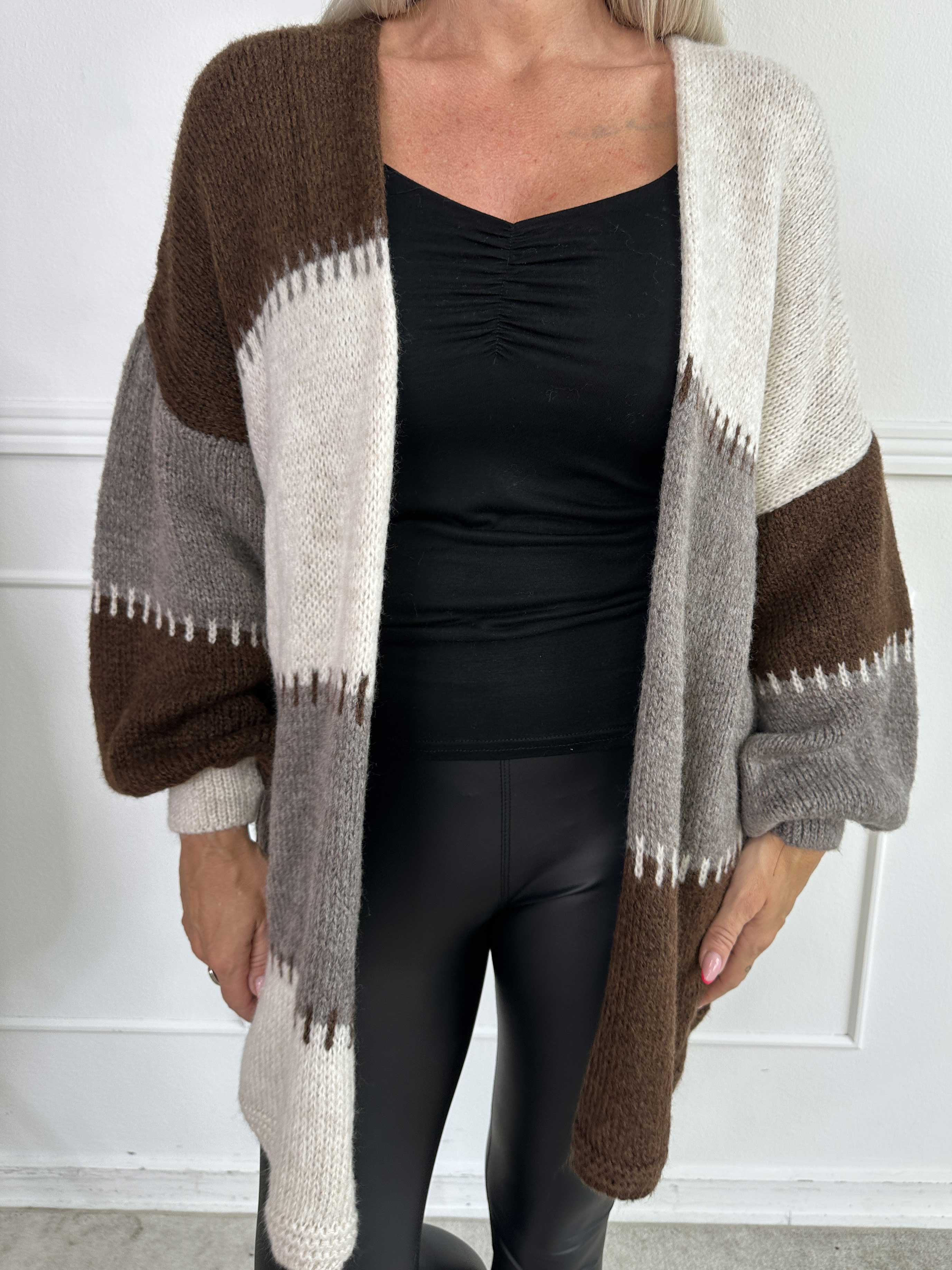 Belis - Flerfarvet ternet strikcardigan