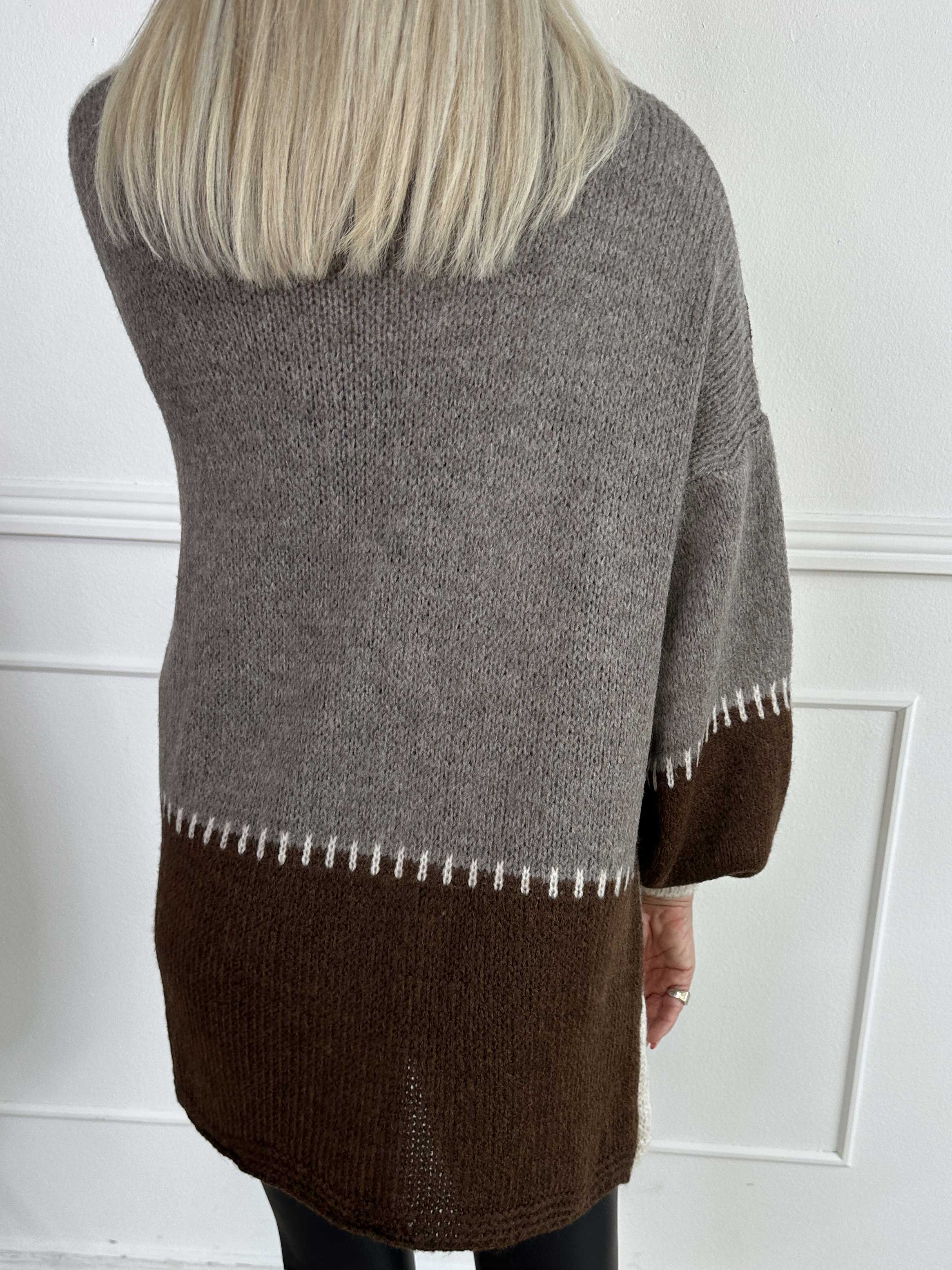 Belis - Flerfarvet ternet strikcardigan