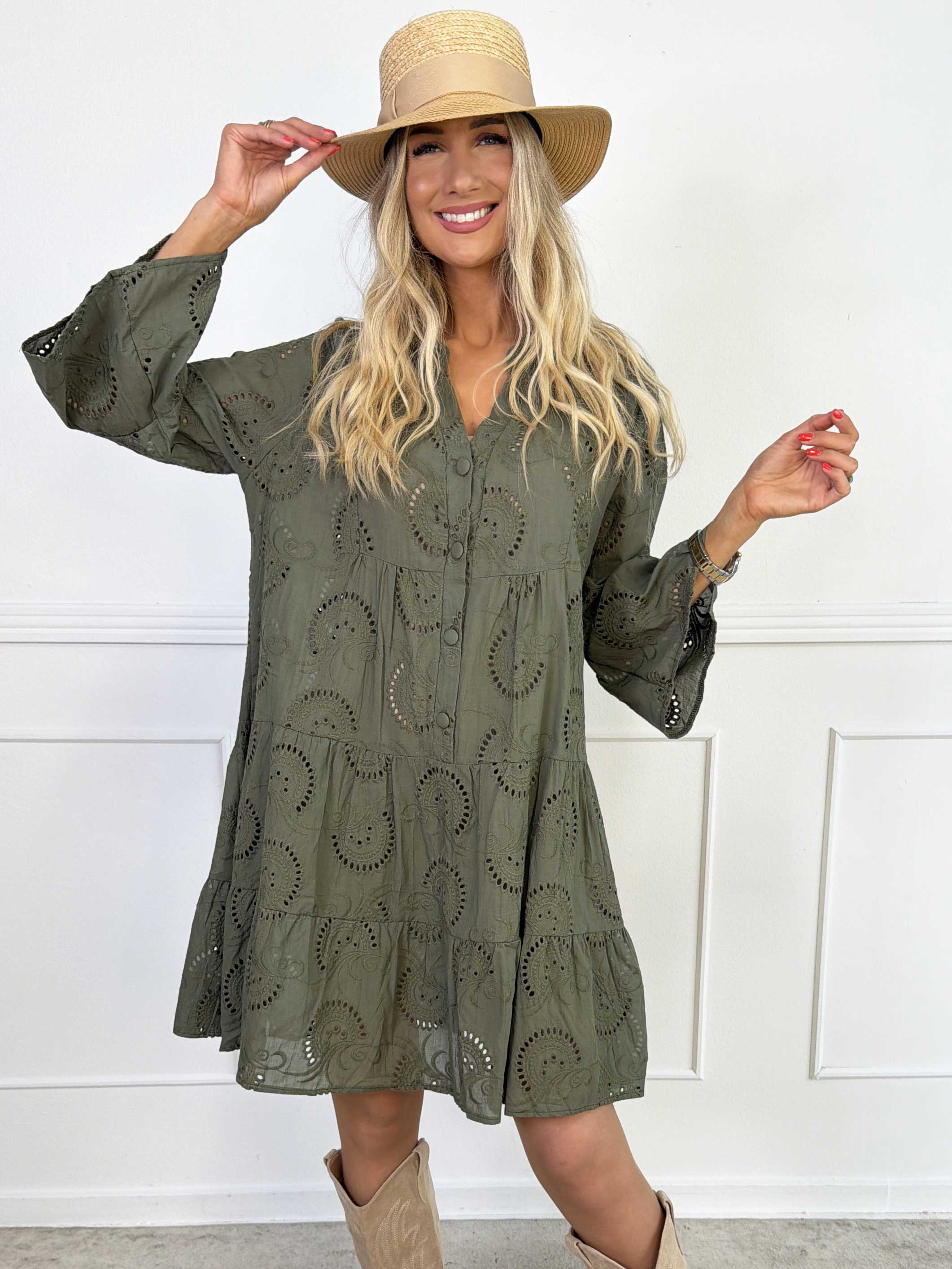 Benti - Tunikakjole i viskose med broderie anglaise