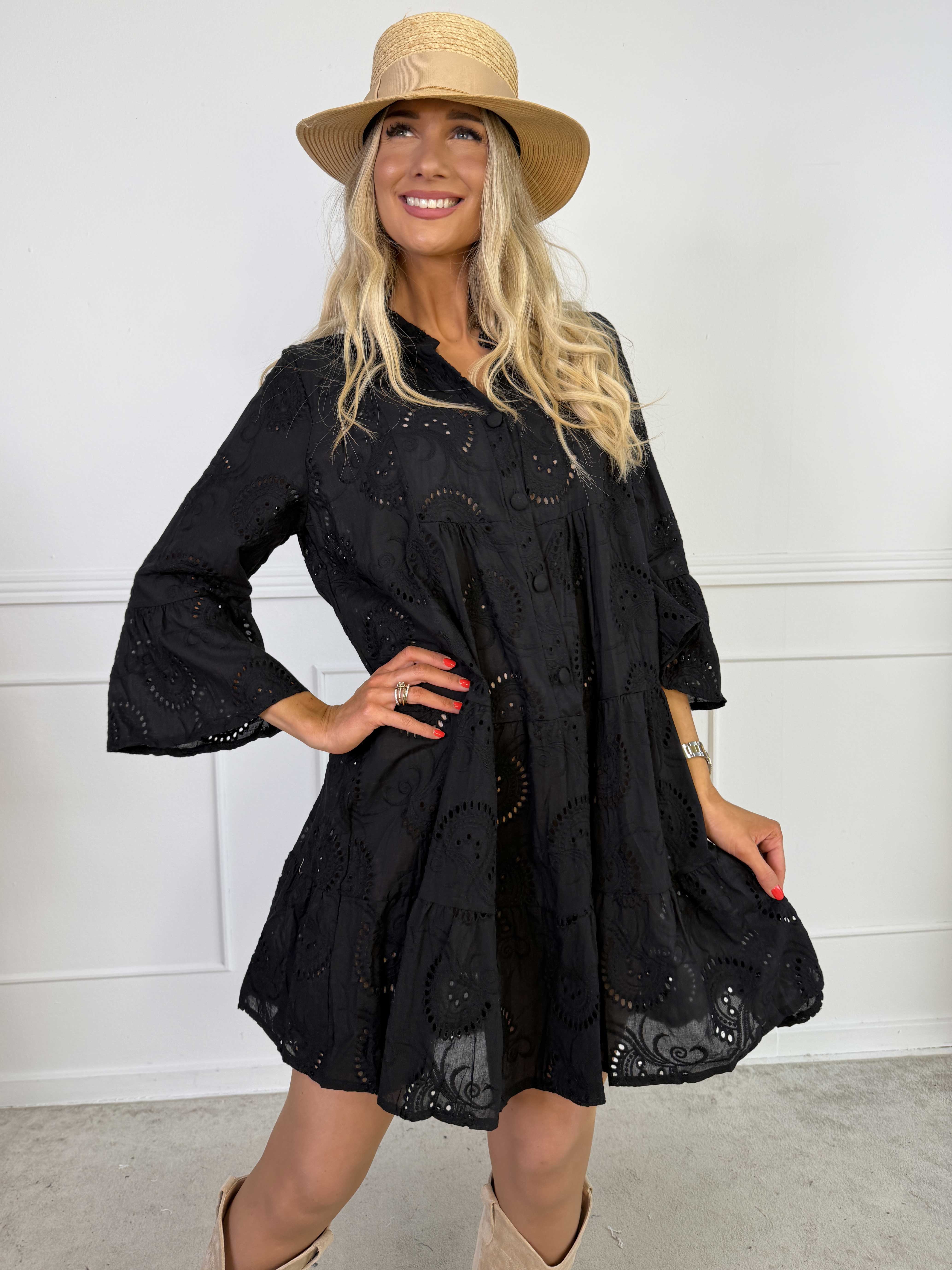 Benti - Tunikakjole i viskose med broderie anglaise