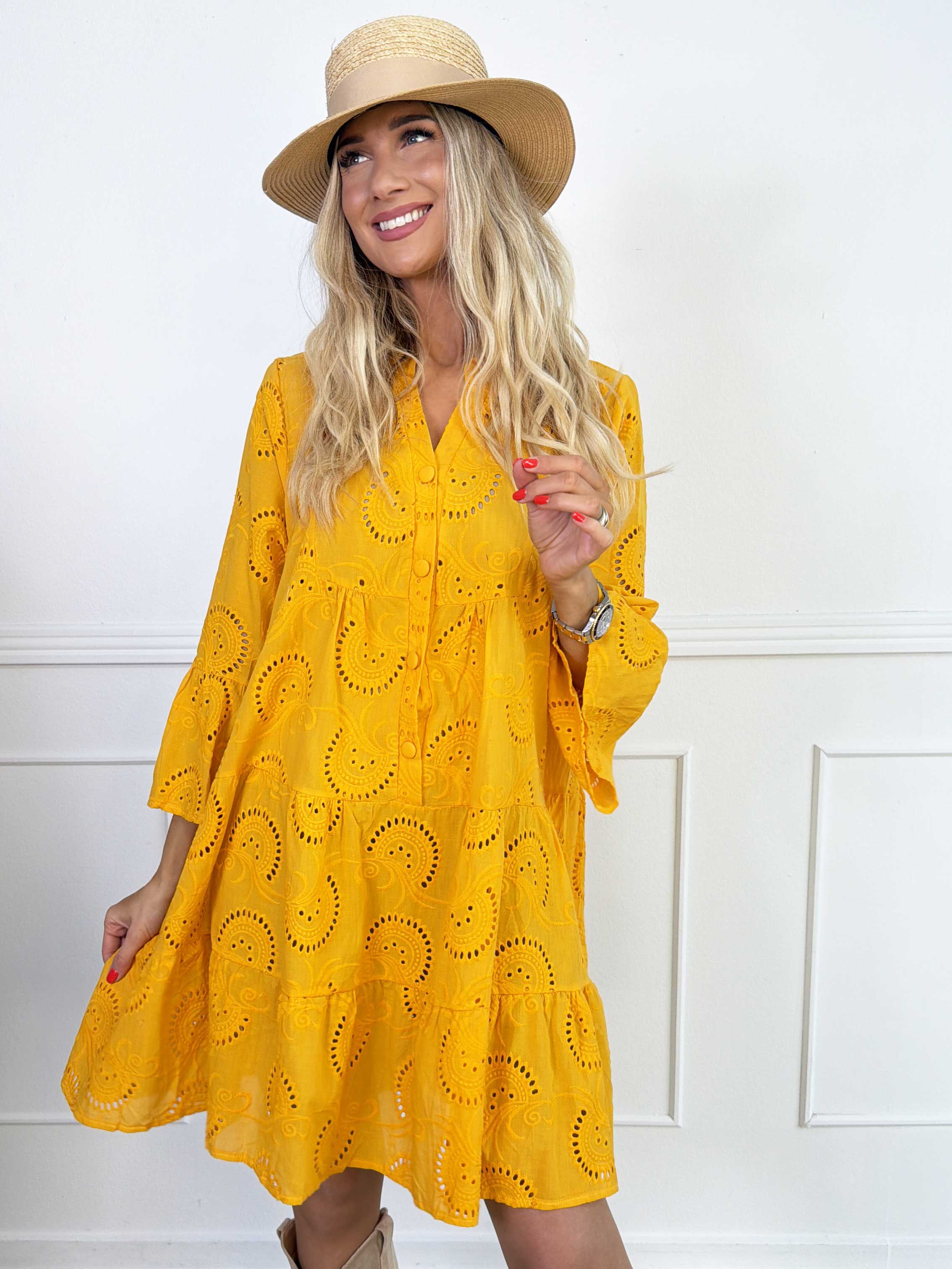 Benti - Tunikakjole i viskose med broderie anglaise