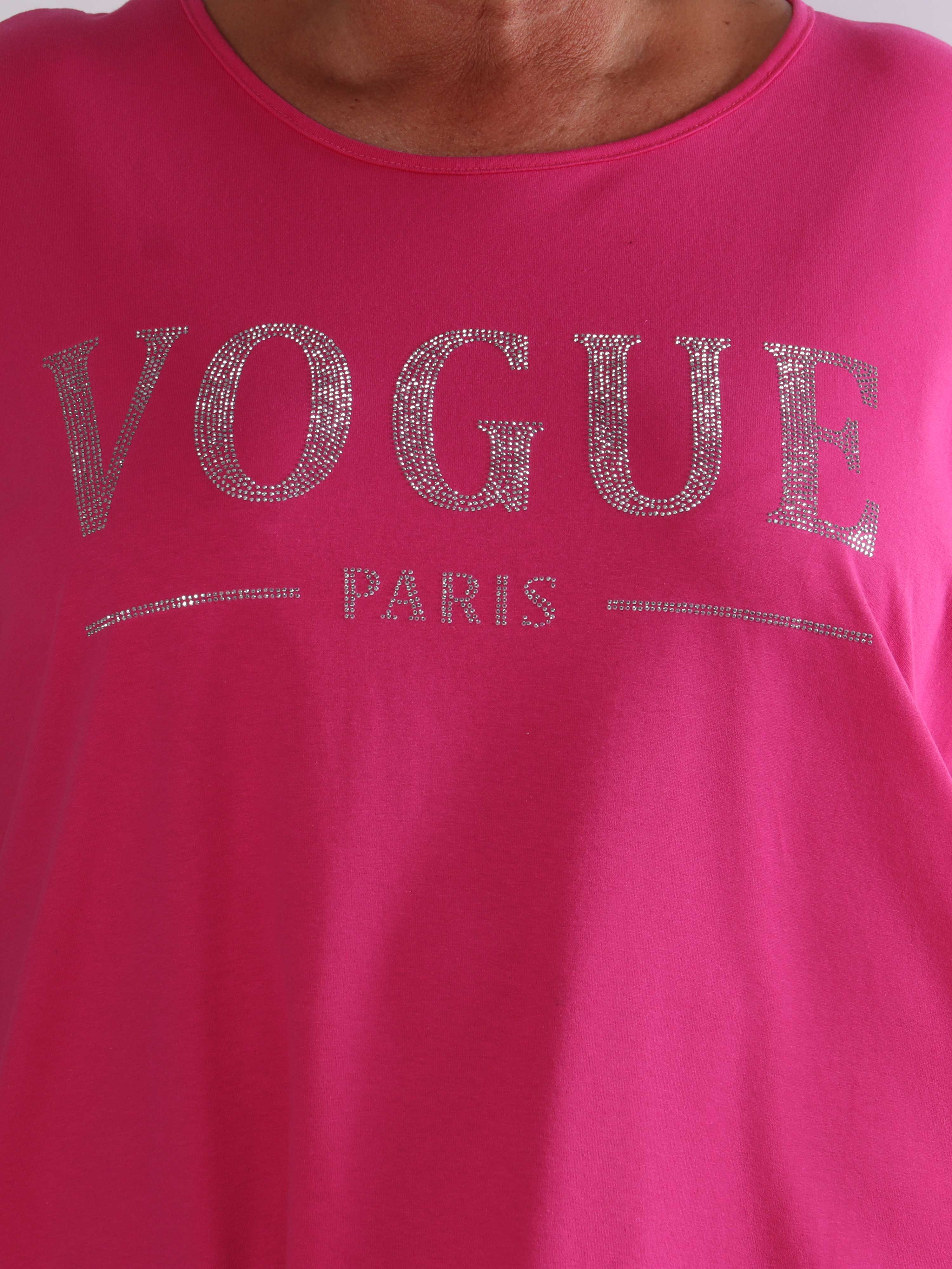 Berna - Plus size t-shirtkjole i bomuld med lommer og glimtende “VOGUE”-detalje