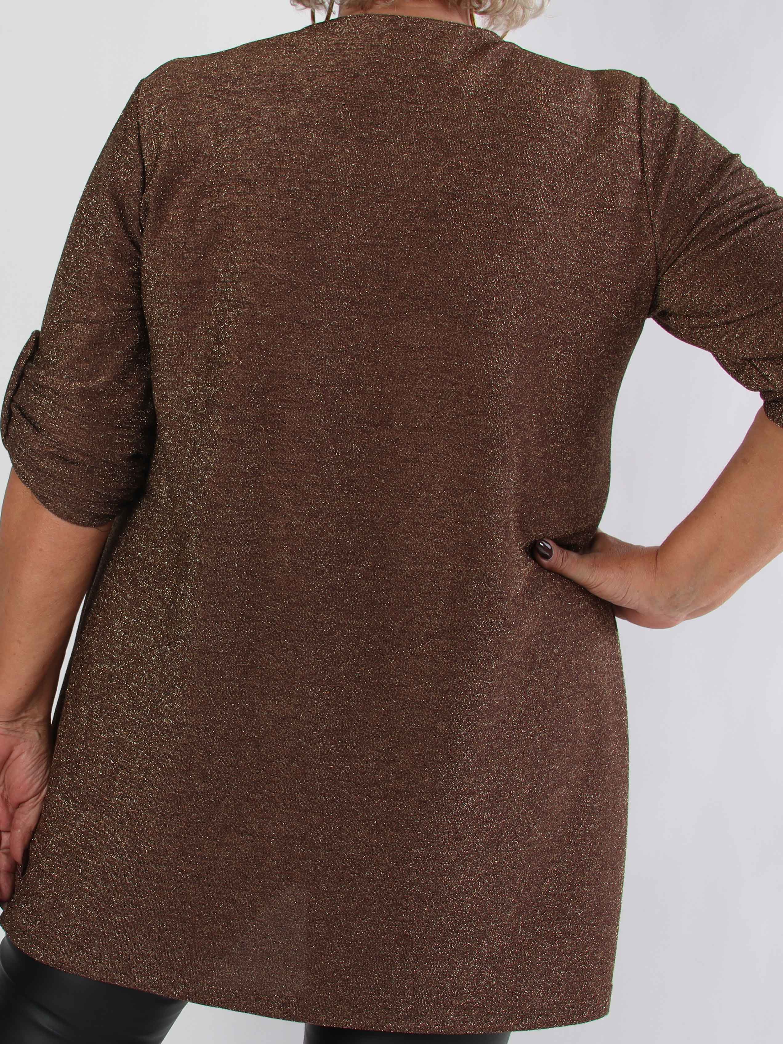 Betty - Sød glitrende plus size tunikakjole med guld broche