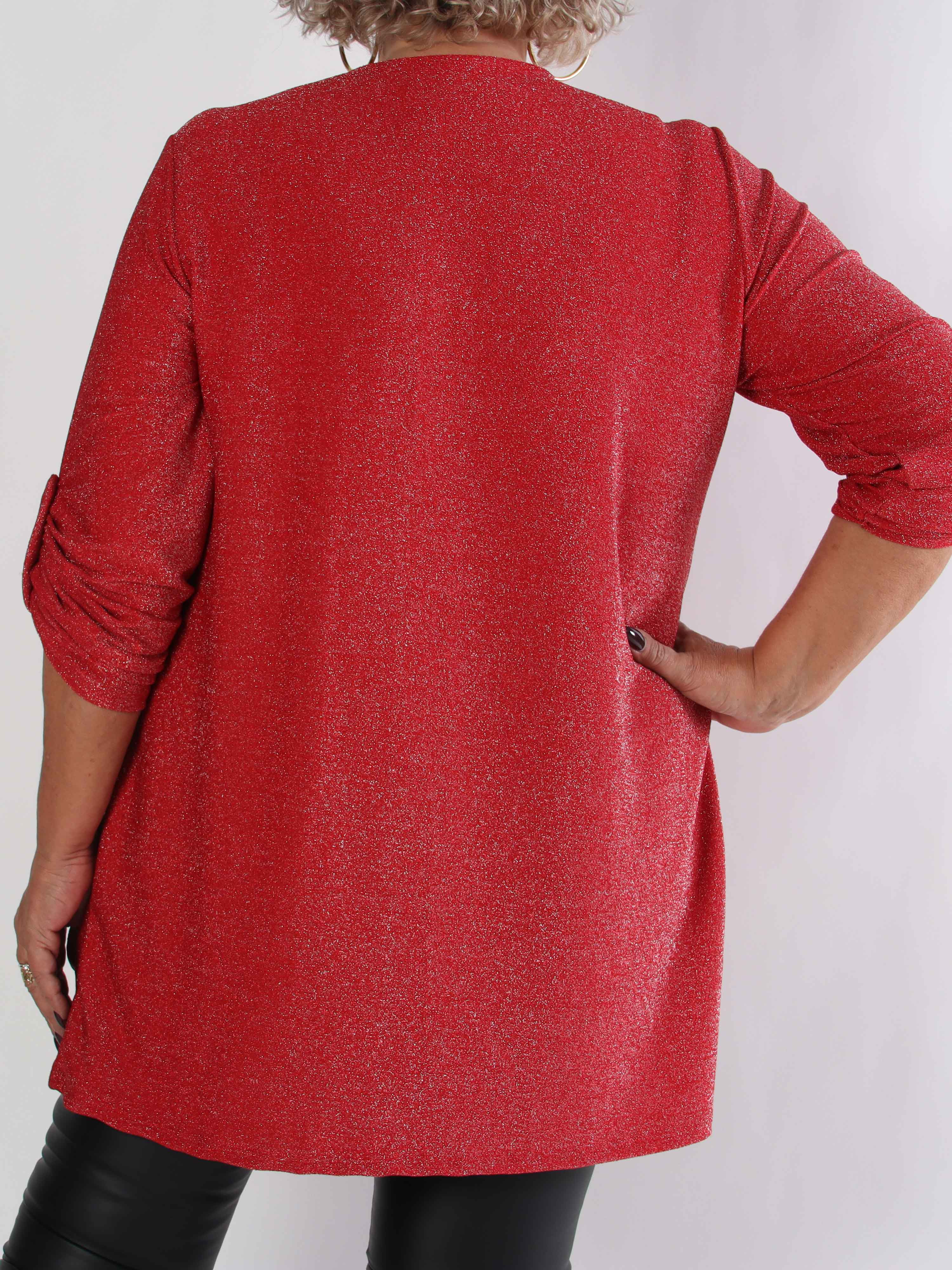 Betty - Sød glitrende plus size tunikakjole med guld broche