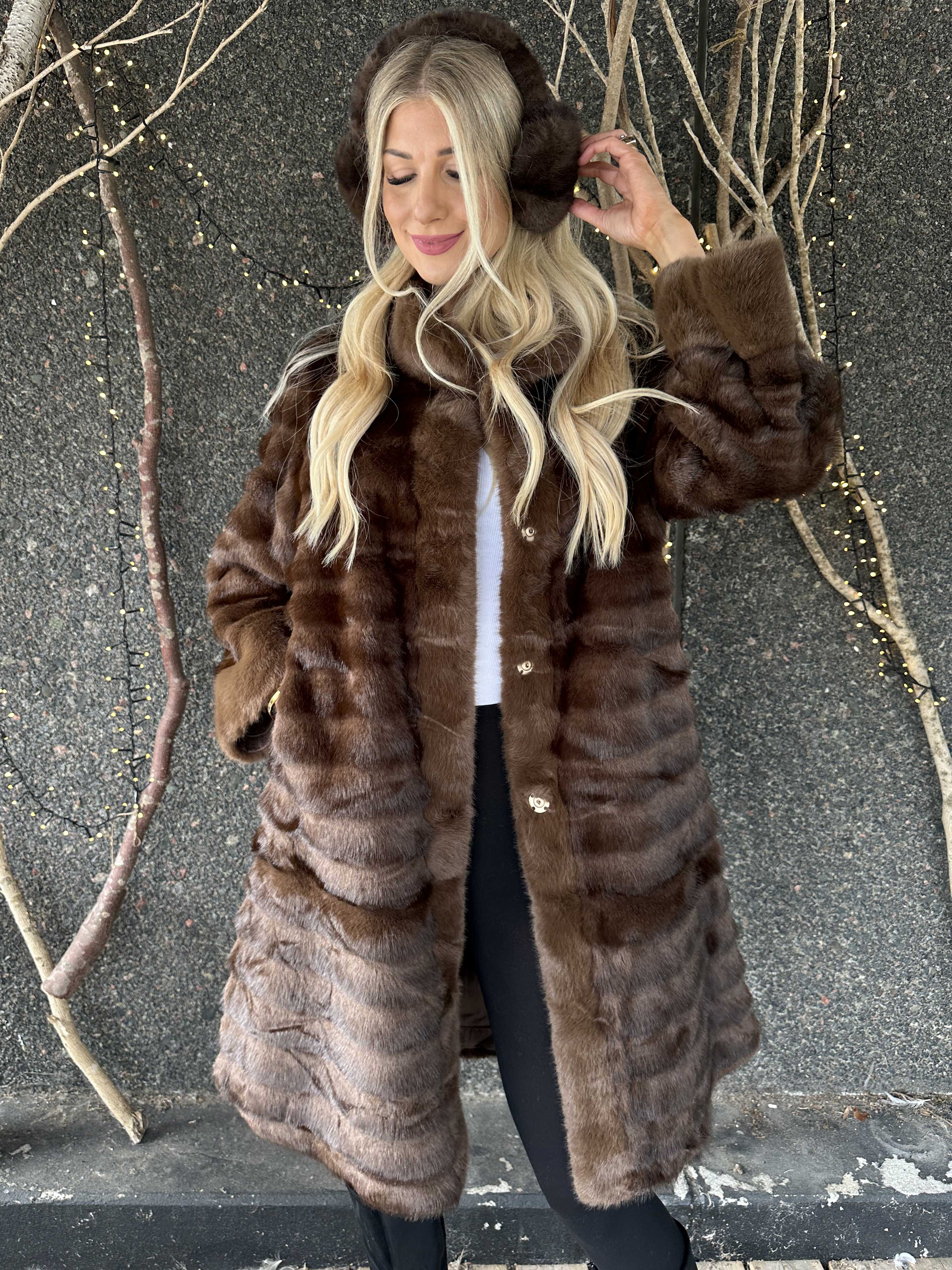 Beverly - Brun faux fur frakke
