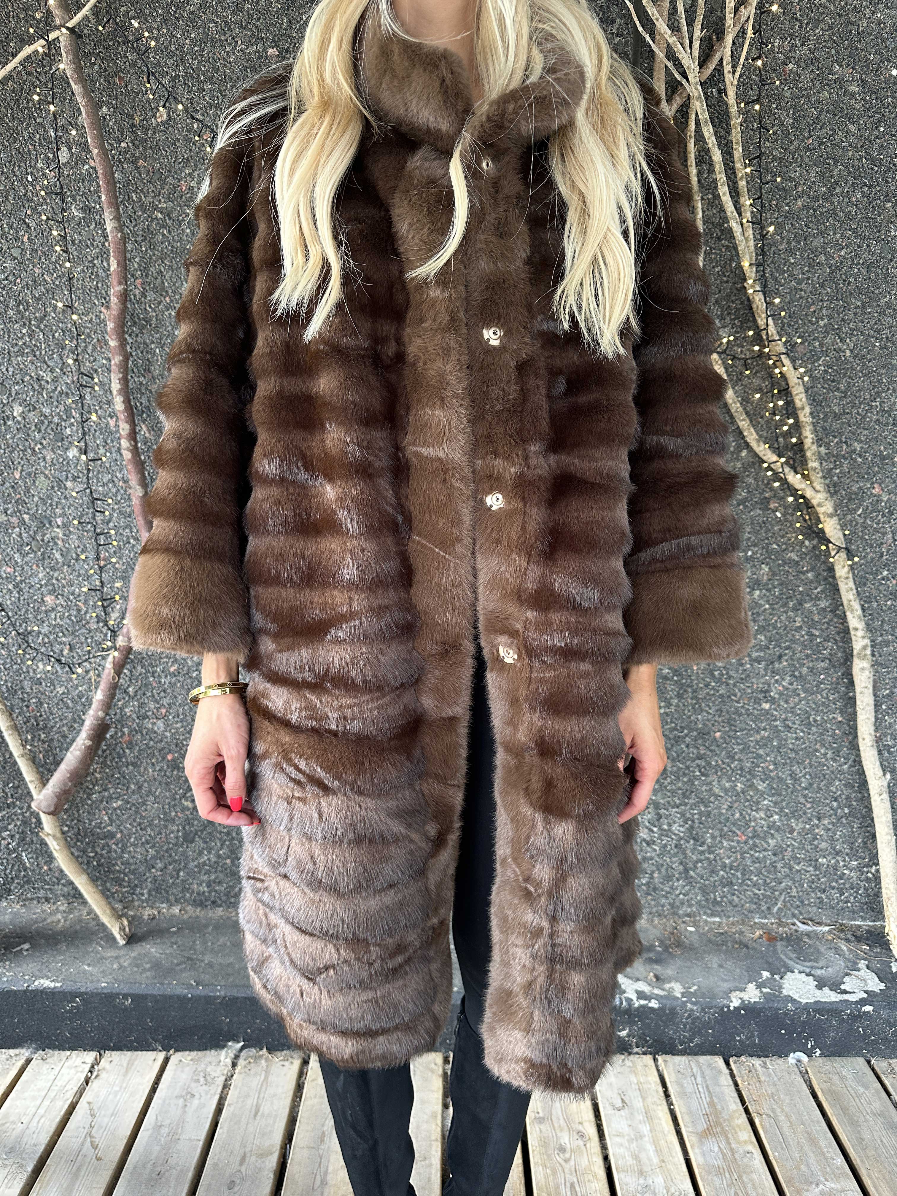 Beverly - Brun faux fur frakke