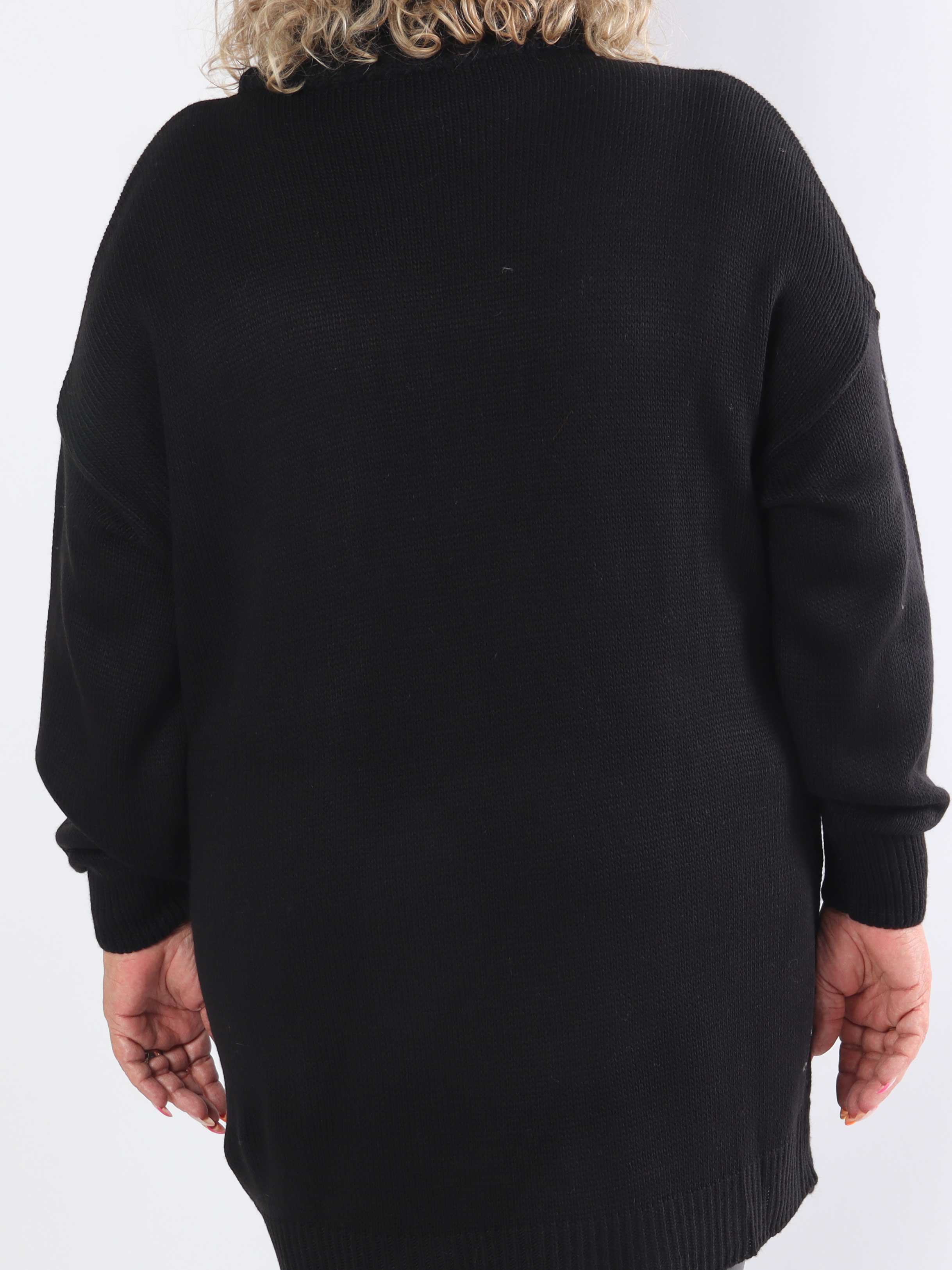 Blair - Ensfarvet plus size strikkjole med turtleneck