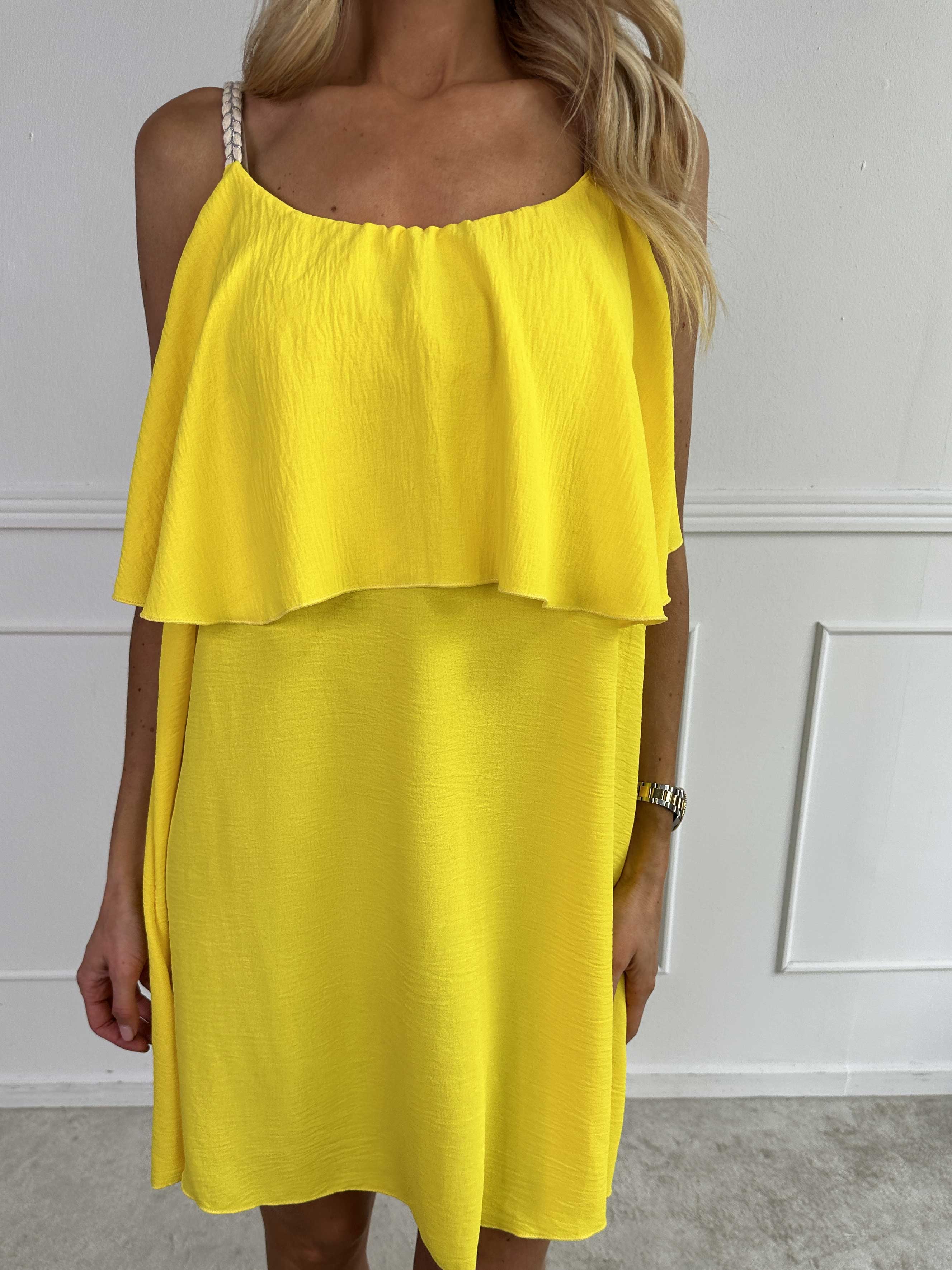 Blanca - Flæsekjole med flettede stropper