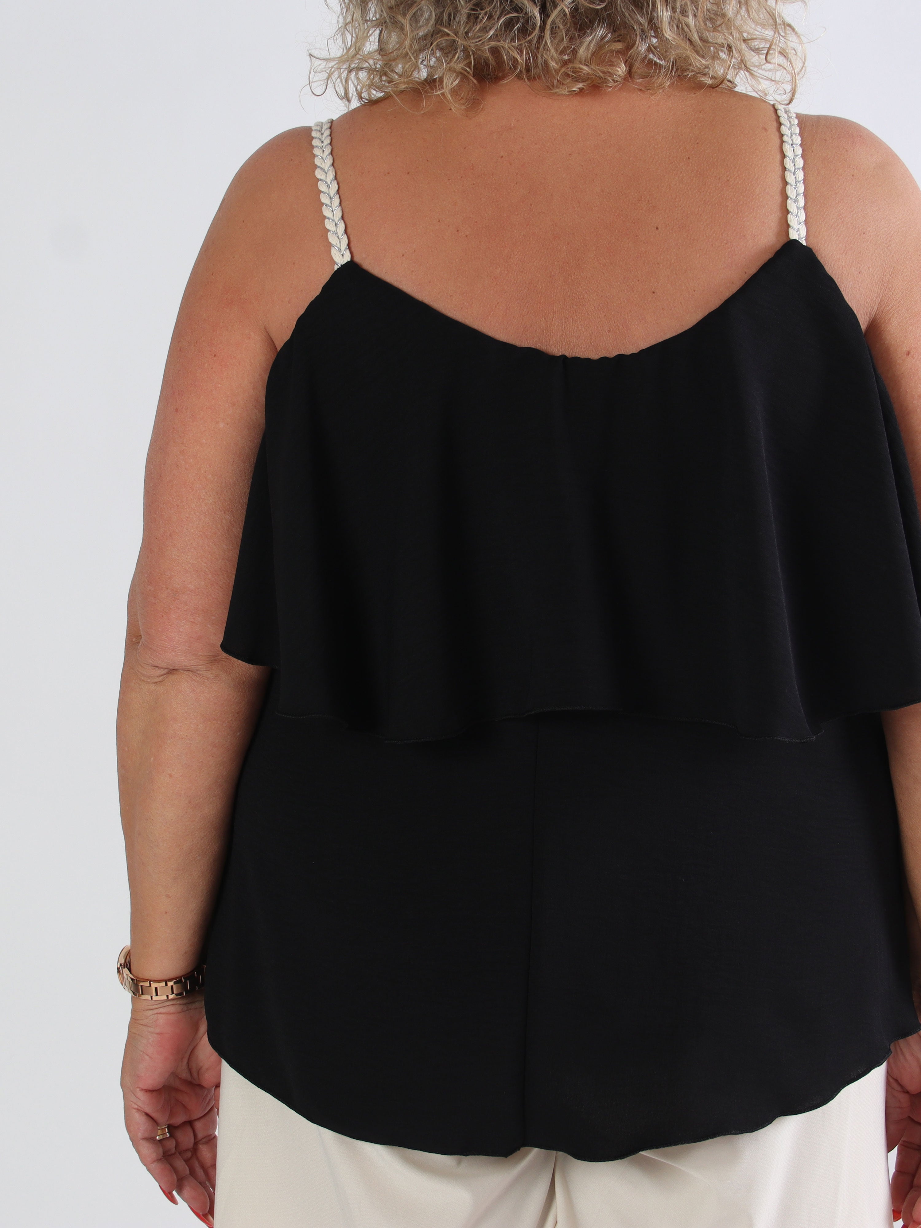 Blanca Top - Plus size flæsetop med flettede stropper