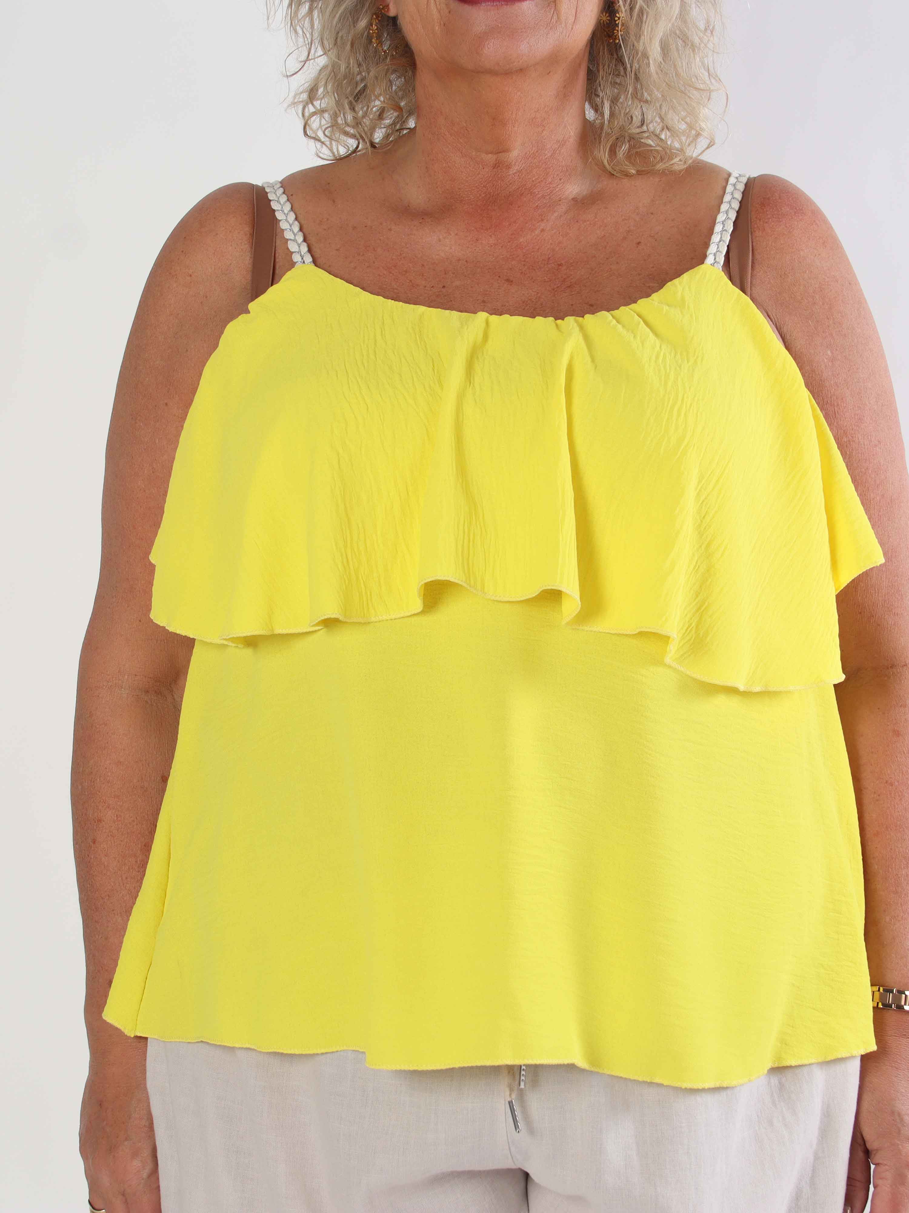 Blanca Top - Plus size flæsetop med flettede stropper