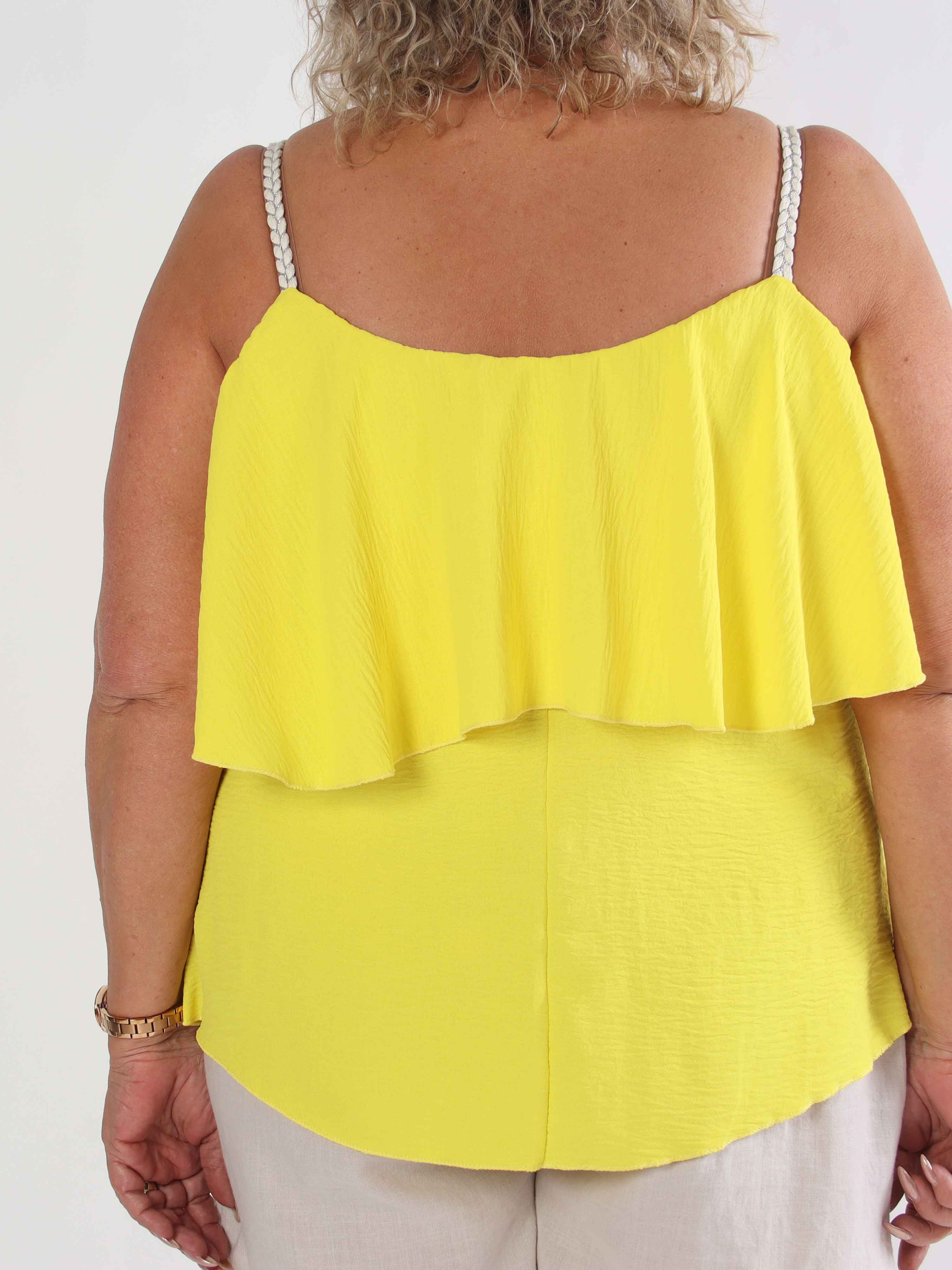 Blanca Top - Plus size flæsetop med flettede stropper