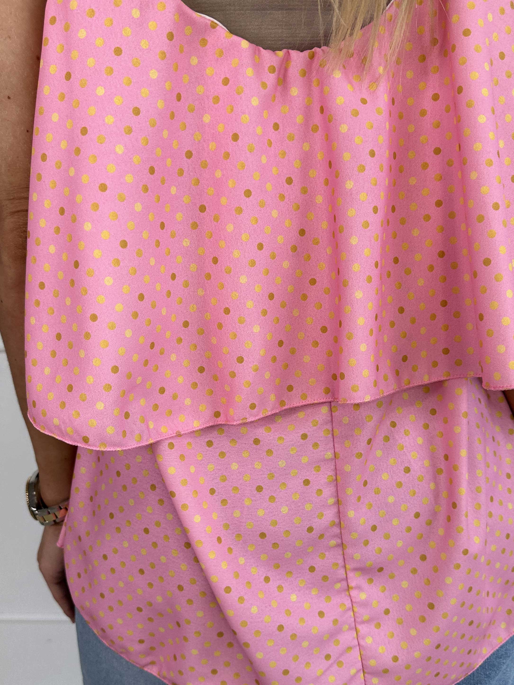 Blanca Dot Top - Prikket top med flæsekant og flettede stropper