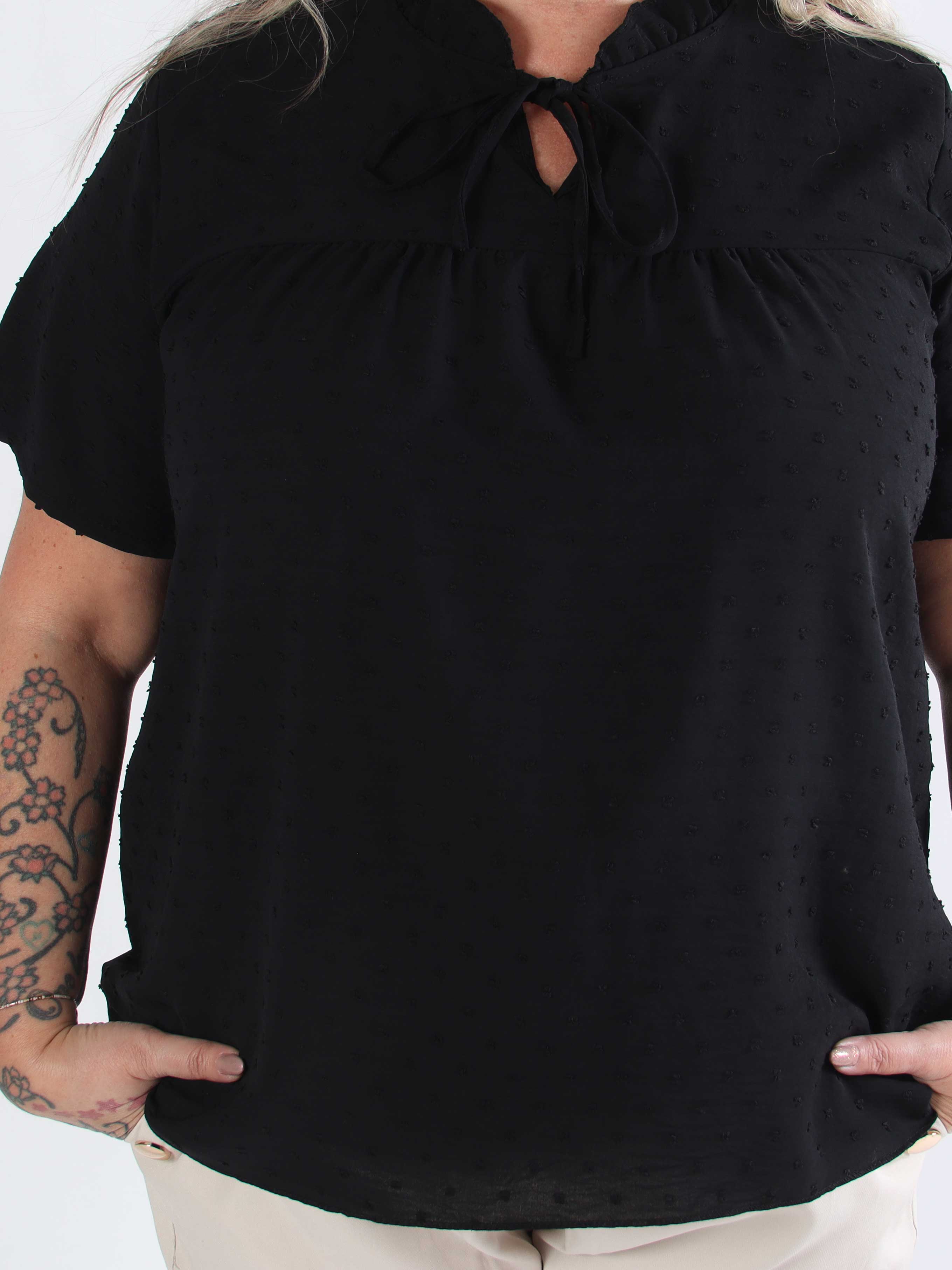 Bloom - Sød plus size tunika med flæsekant og sløjfe