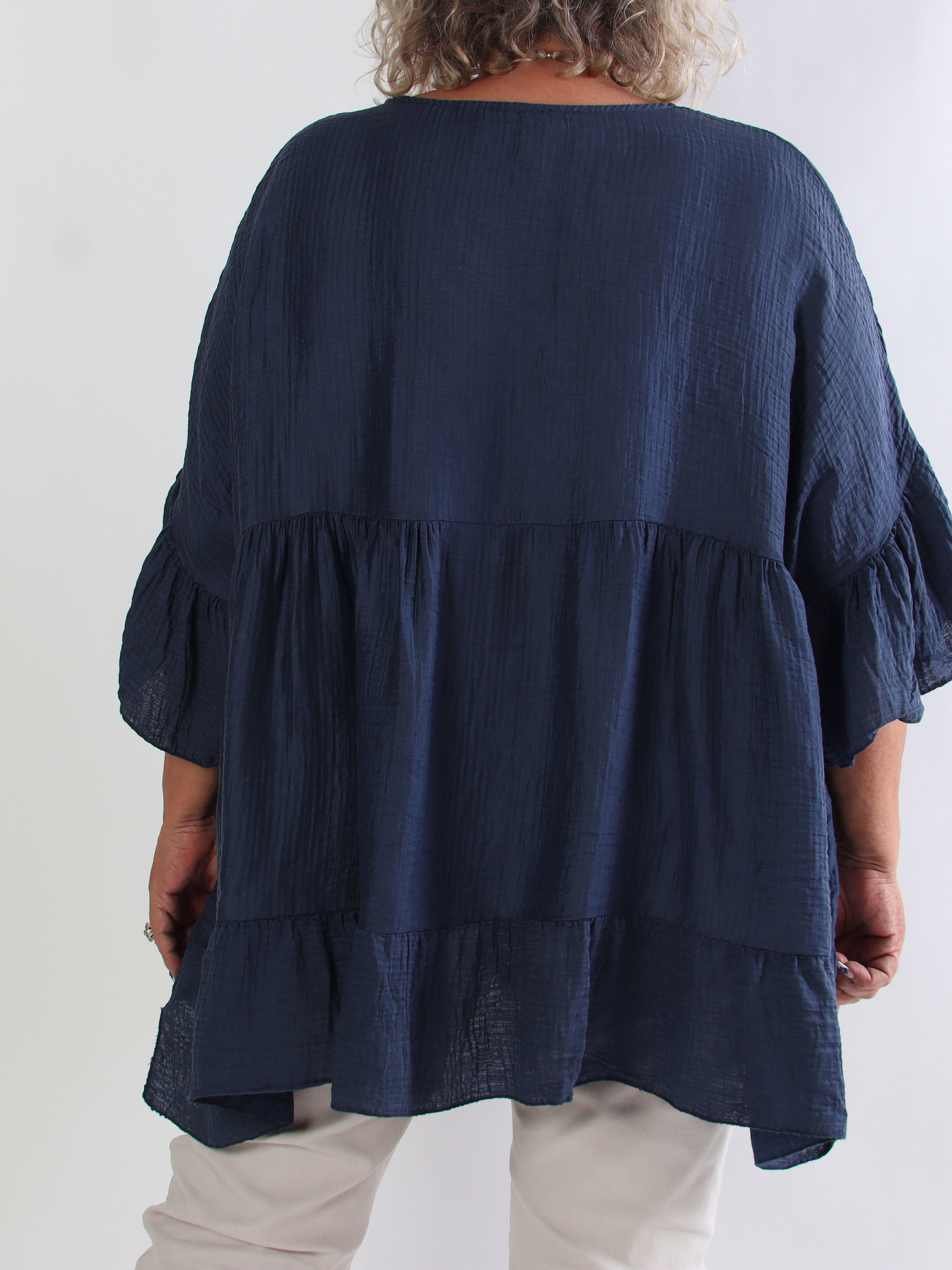 Boni - Let og luftig plus size tunika i åndbar lyocell musselin stof