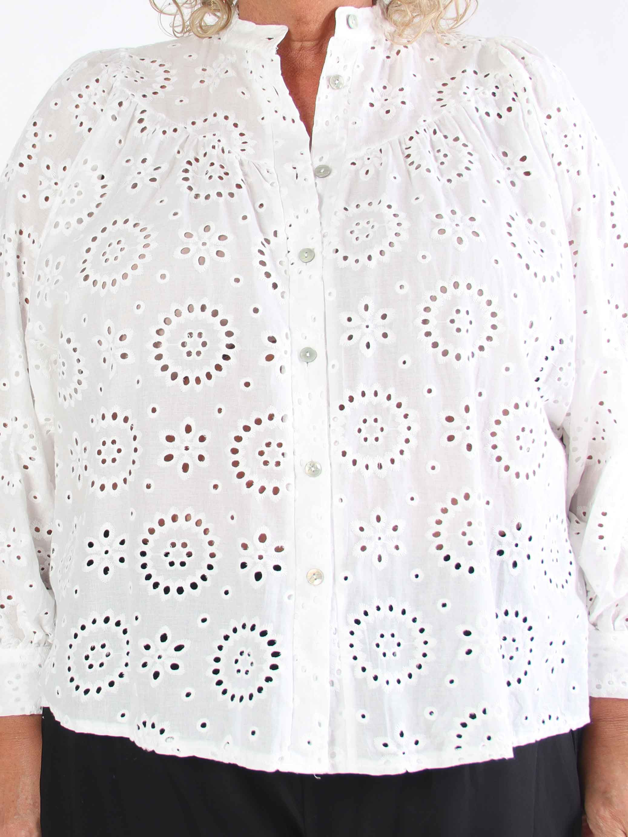 Bree - Broderie anglaise plus size tunika i bomuld