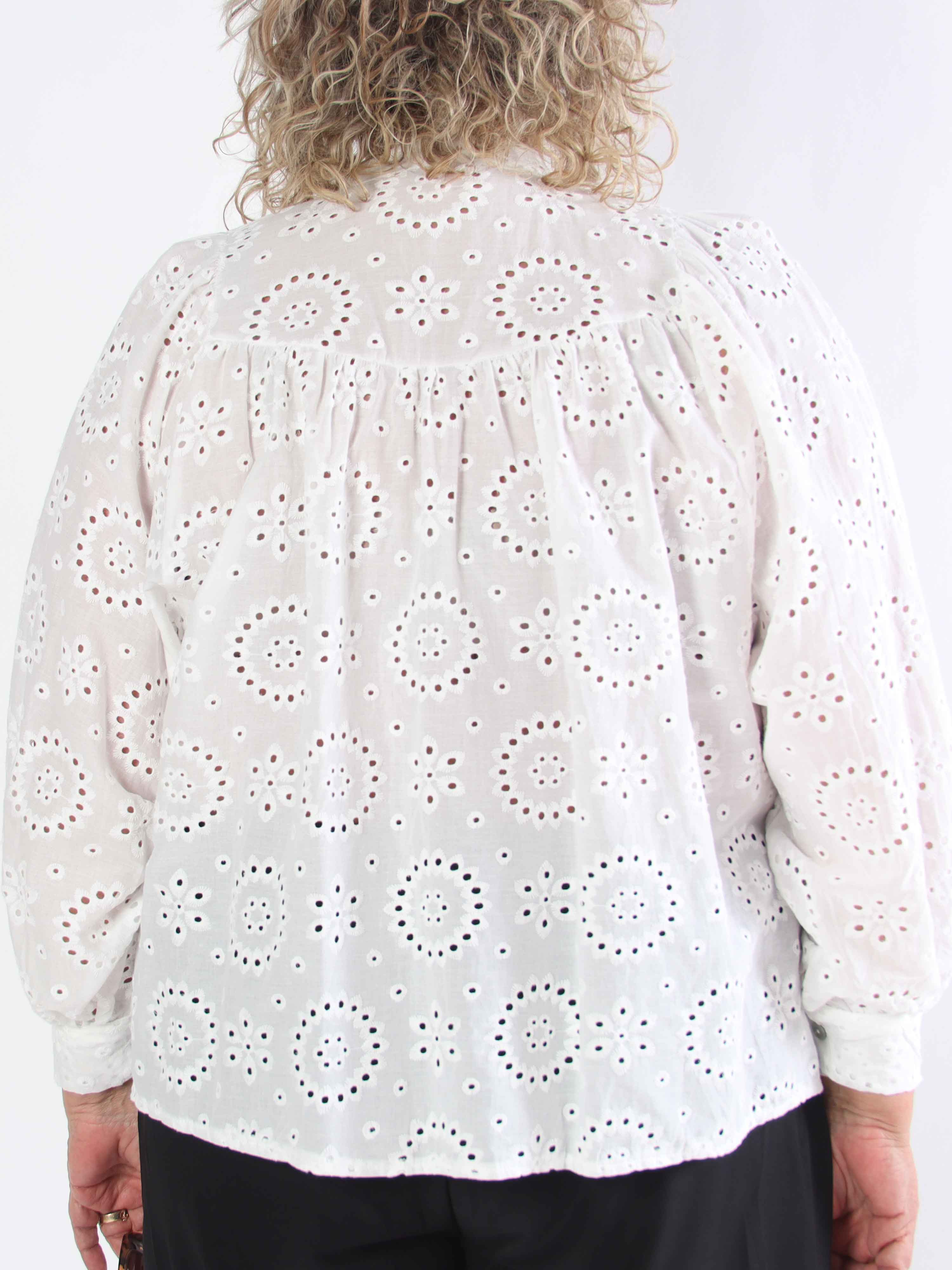 Bree - Broderie anglaise plus size tunika i bomuld