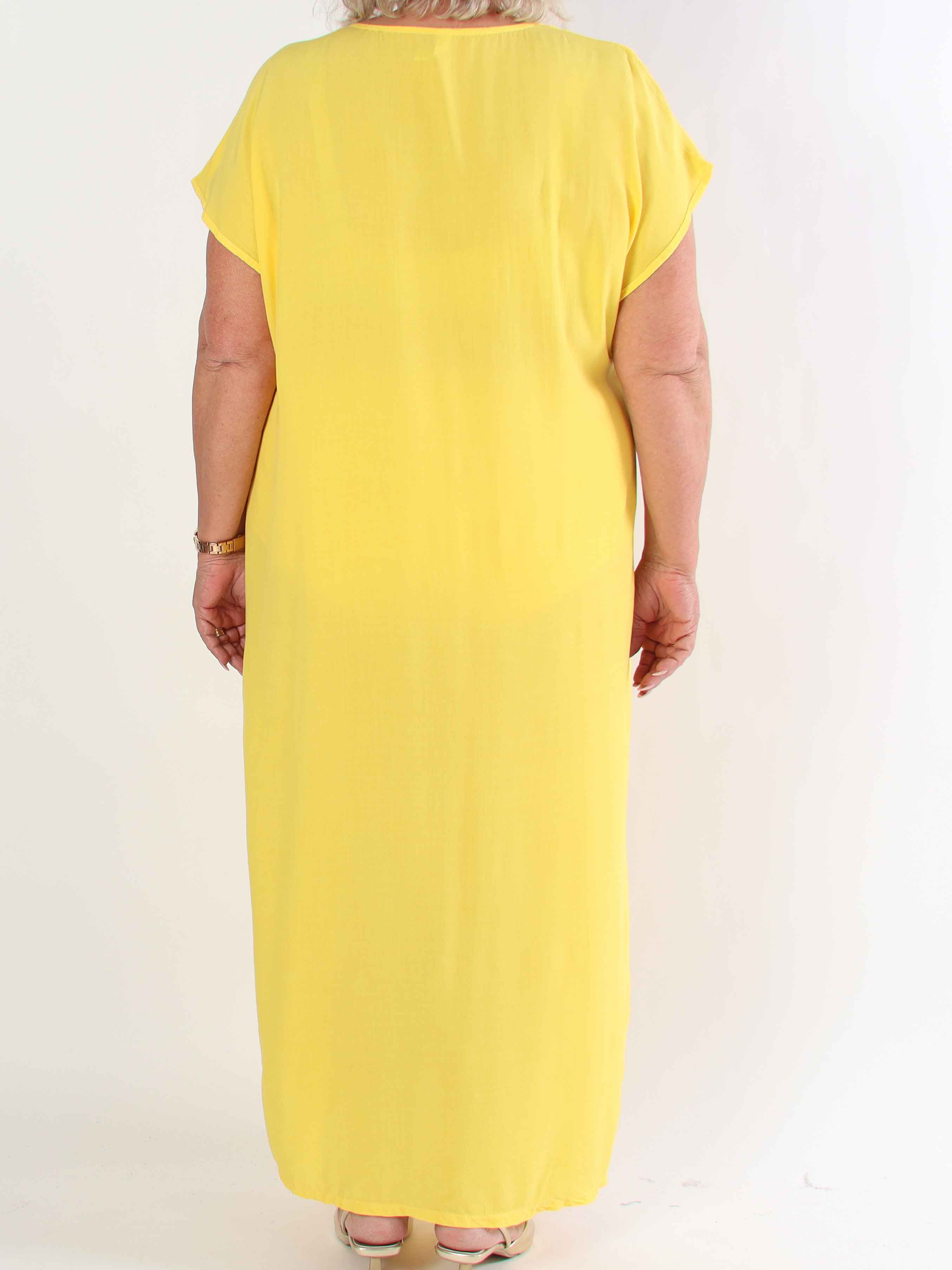 Briseis - Lang luftig plus size kjole i viskose med v-udskæring