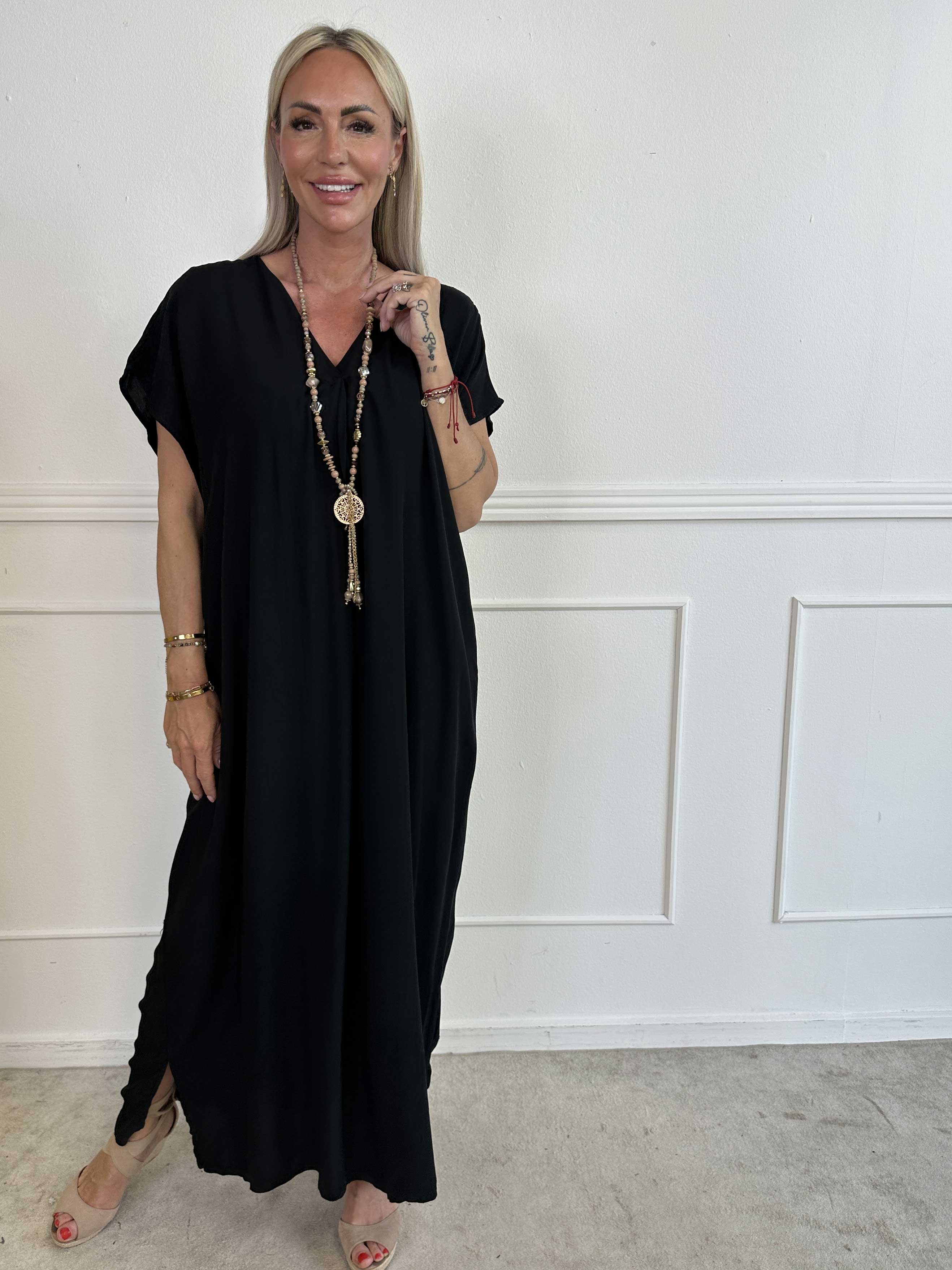 Briseis - Lang luftig kjole i viskose med v-udskæring