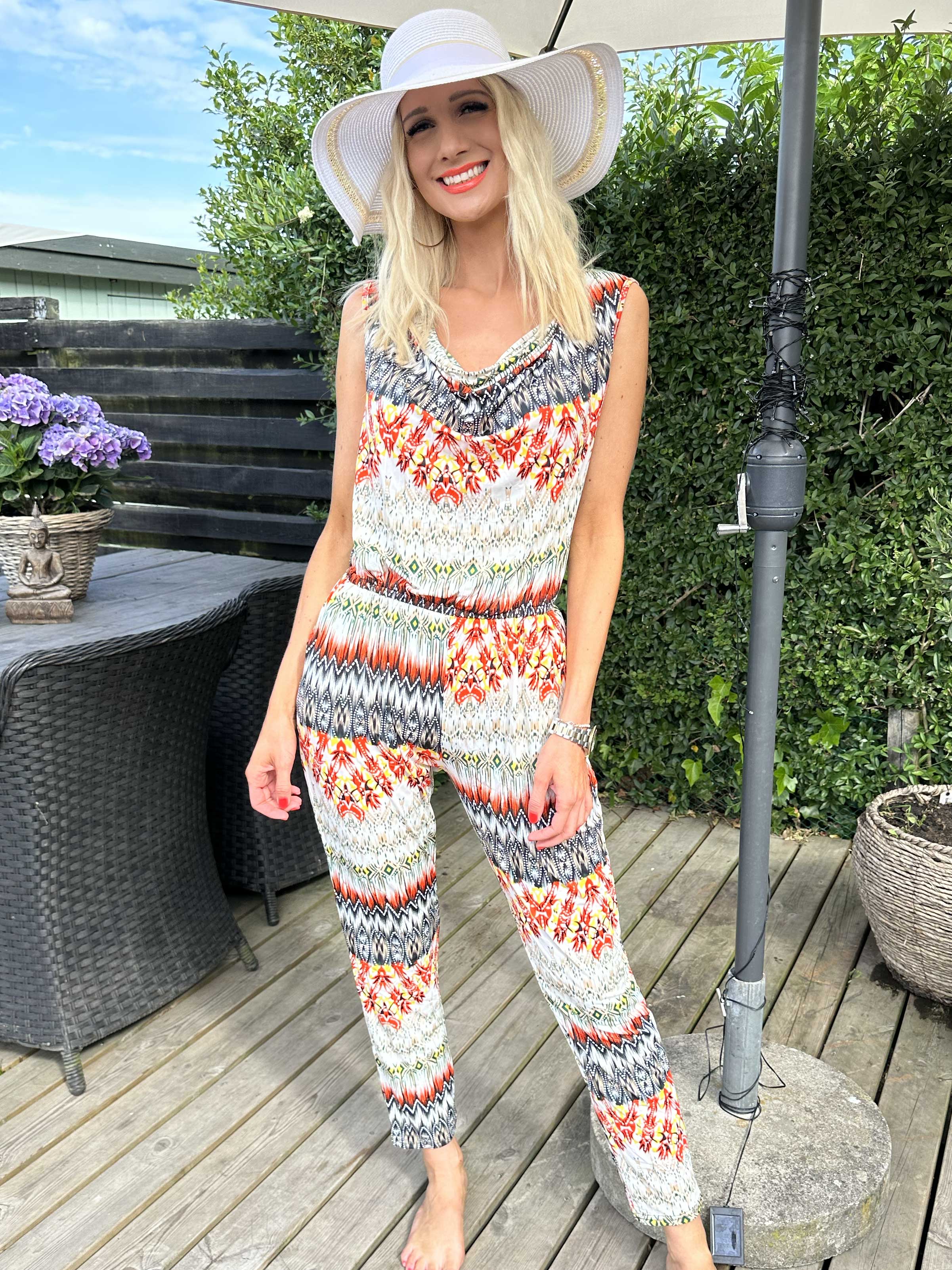 Brooklyn - Mønstret buksedragt i elastisk stof