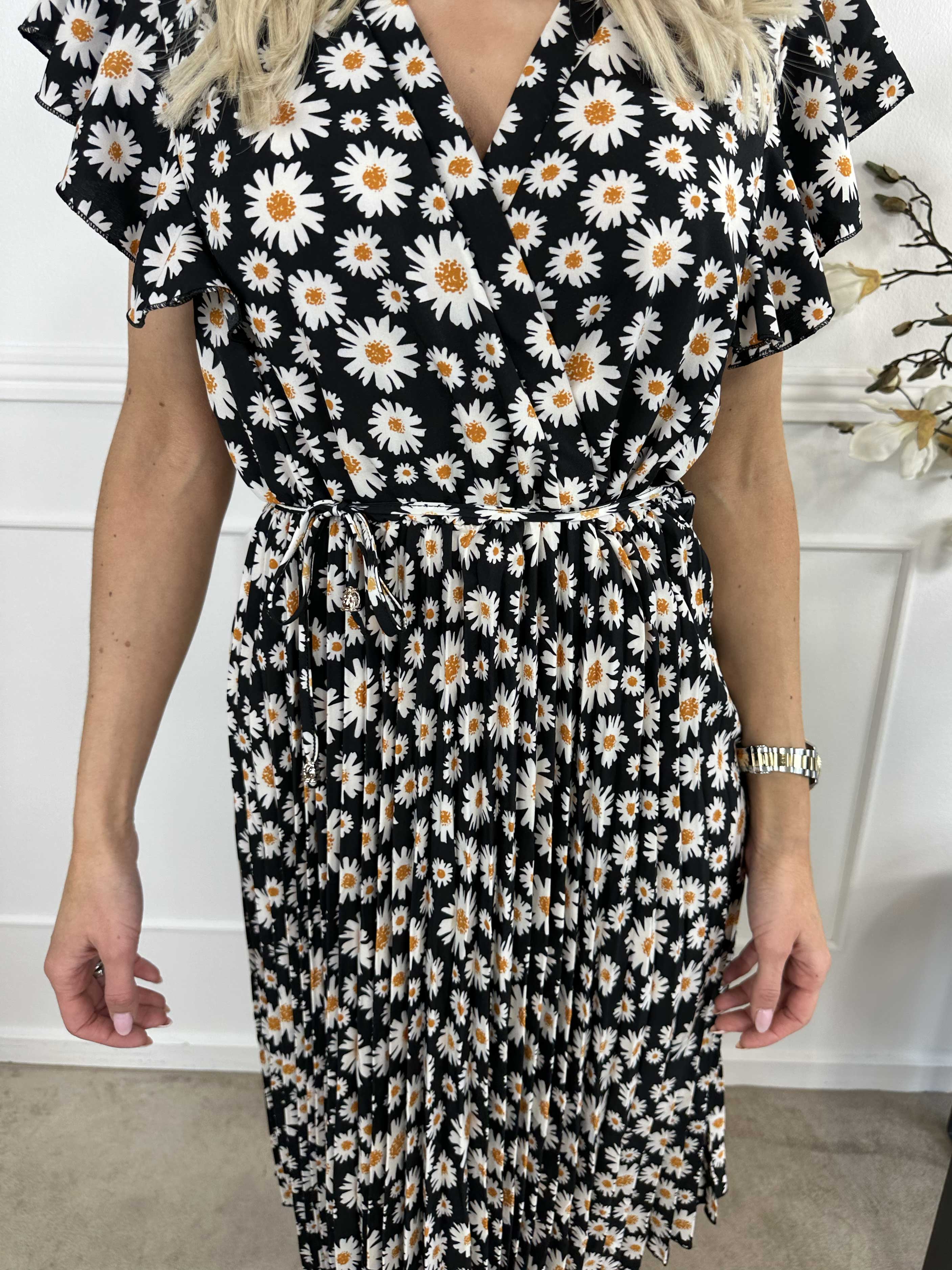 Callidora Flower - Kjole i blomsterprint med plisseringer og flæser