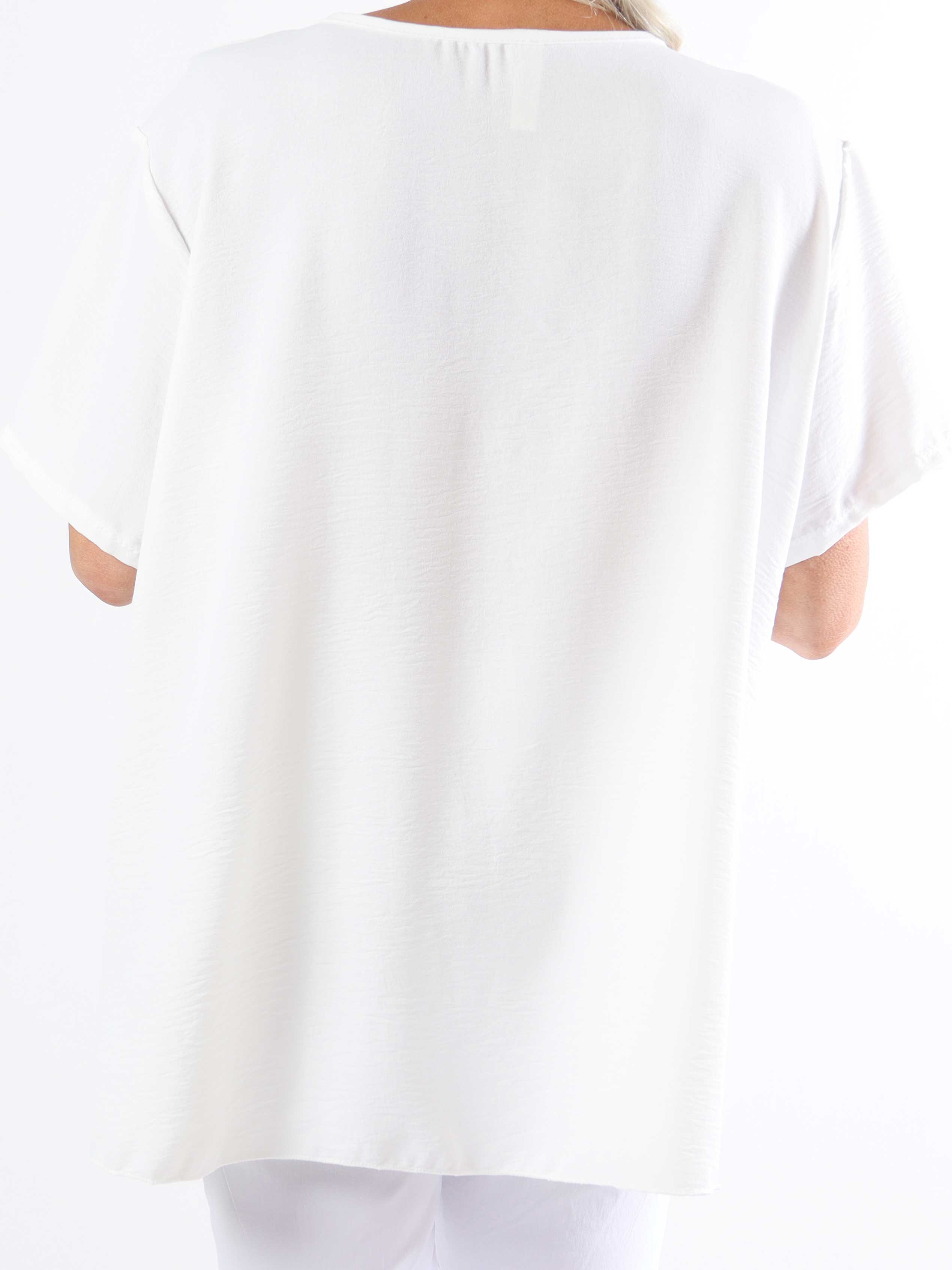 Camilia - Sød plisseret plus size bluse med lille ærme