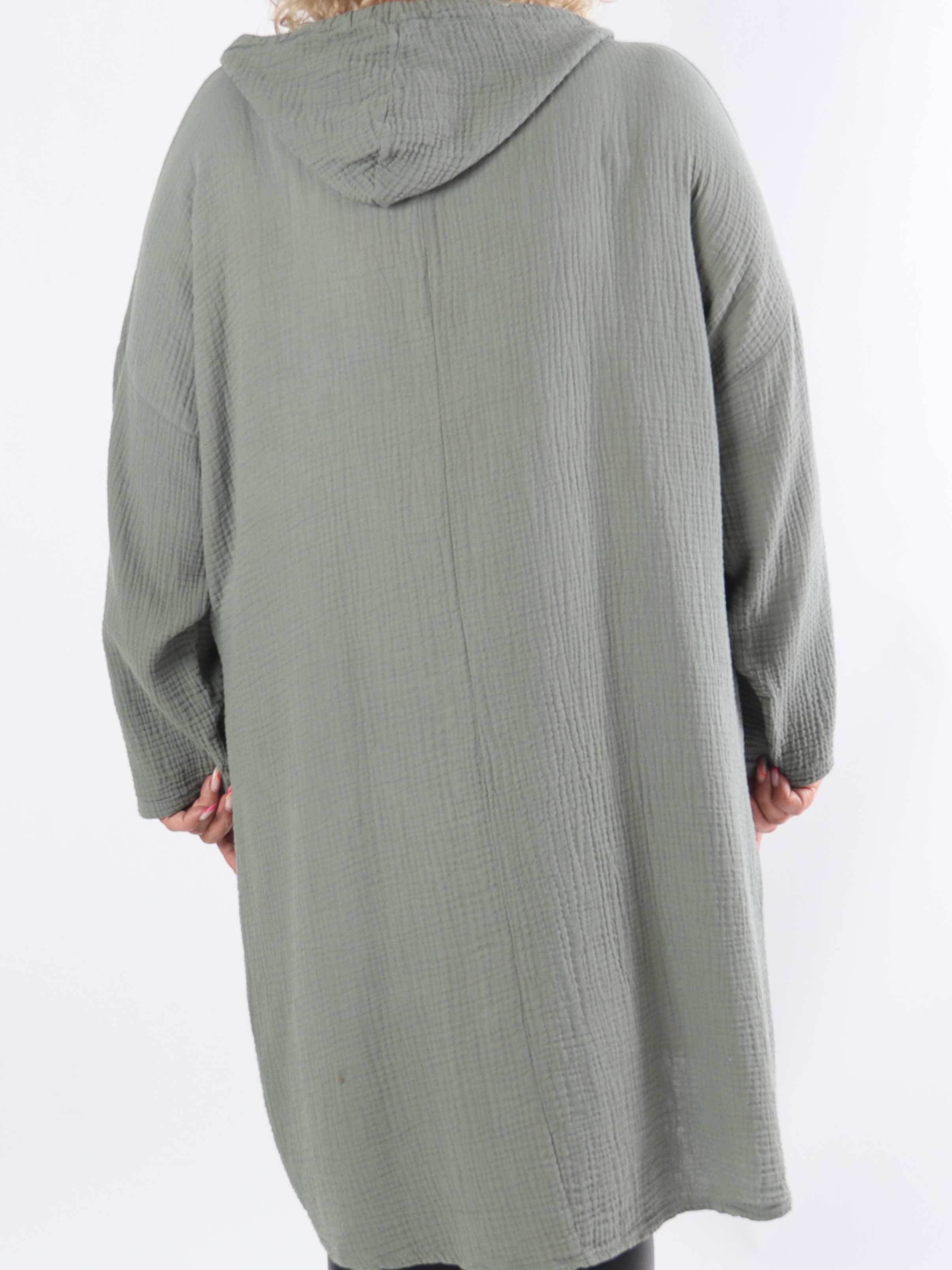 Caro - Blød plus size kjole i bomuld med hætte