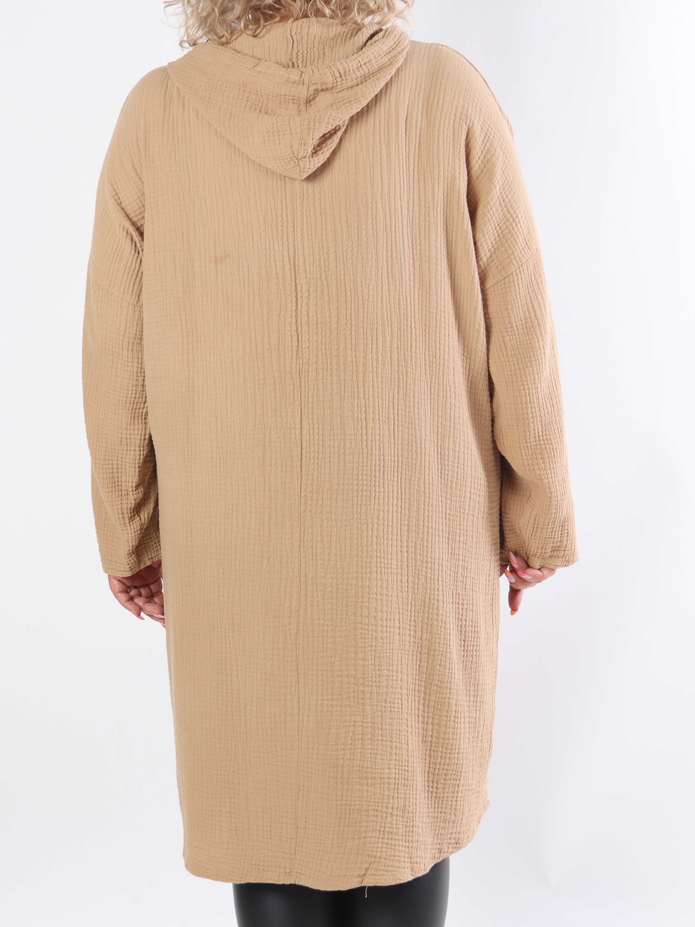 Caro - Blød plus size kjole i bomuld med hætte