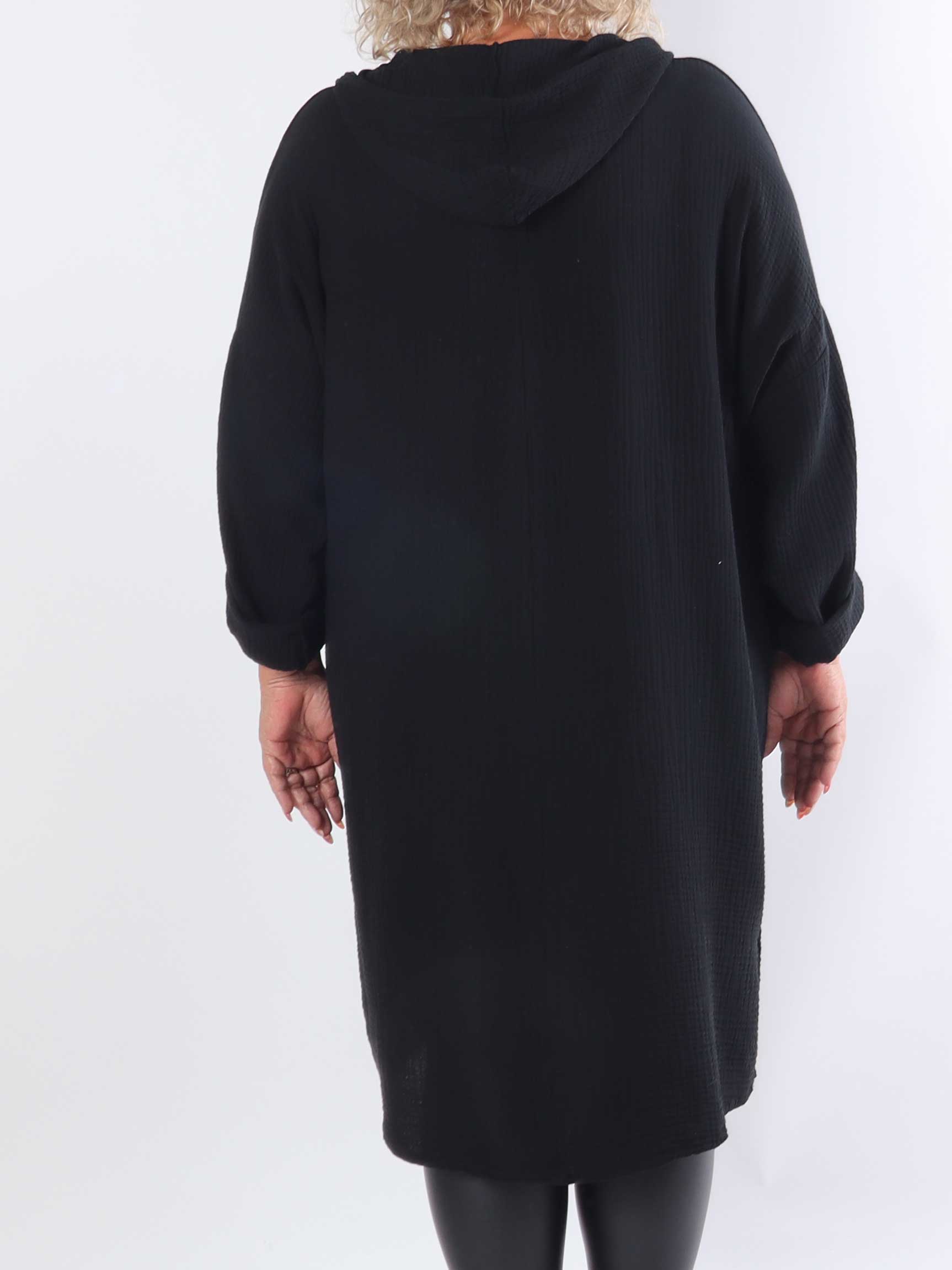 Caro - Blød plus size kjole i bomuld med hætte