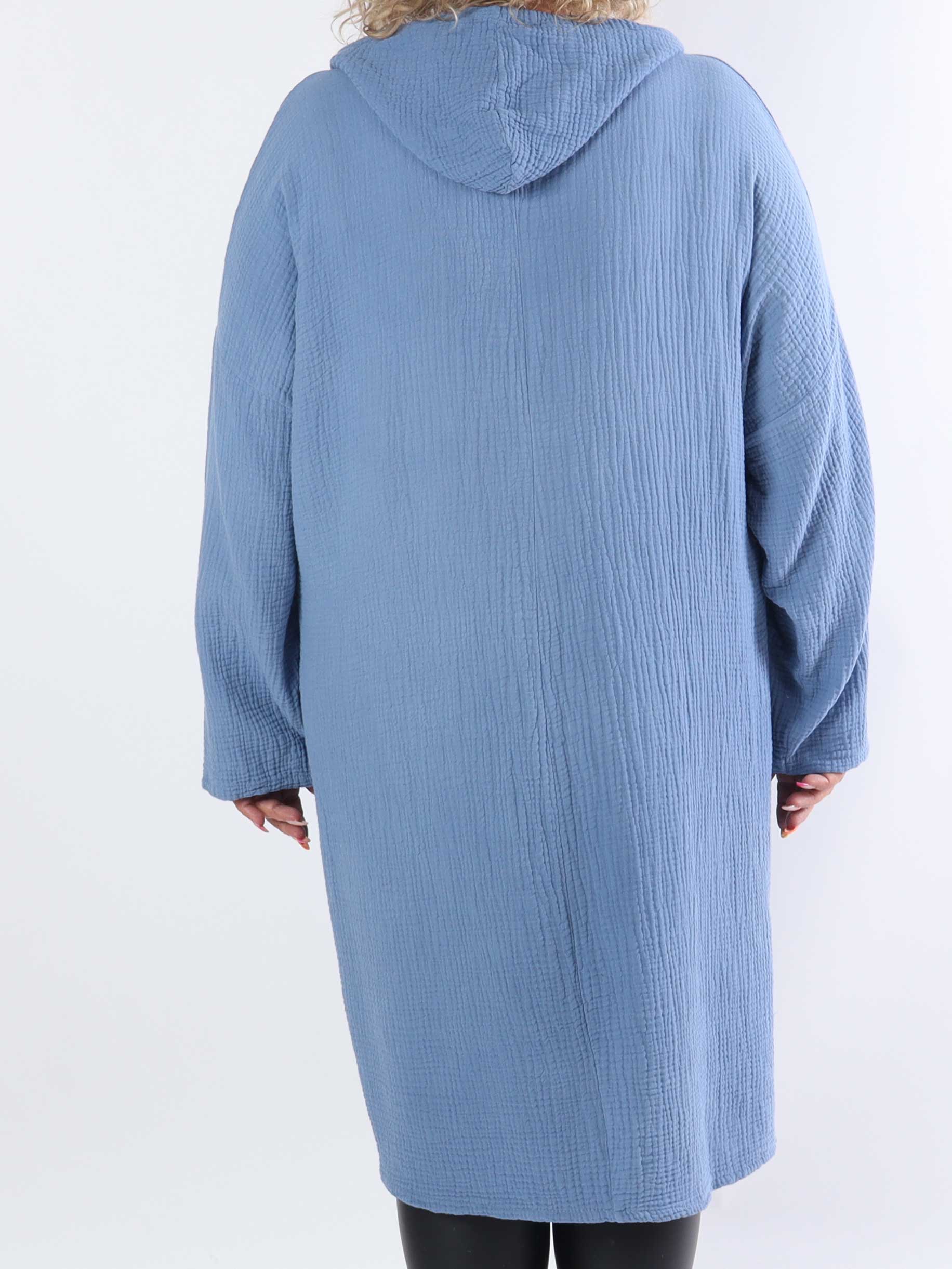 Caro - Blød plus size kjole i bomuld med hætte