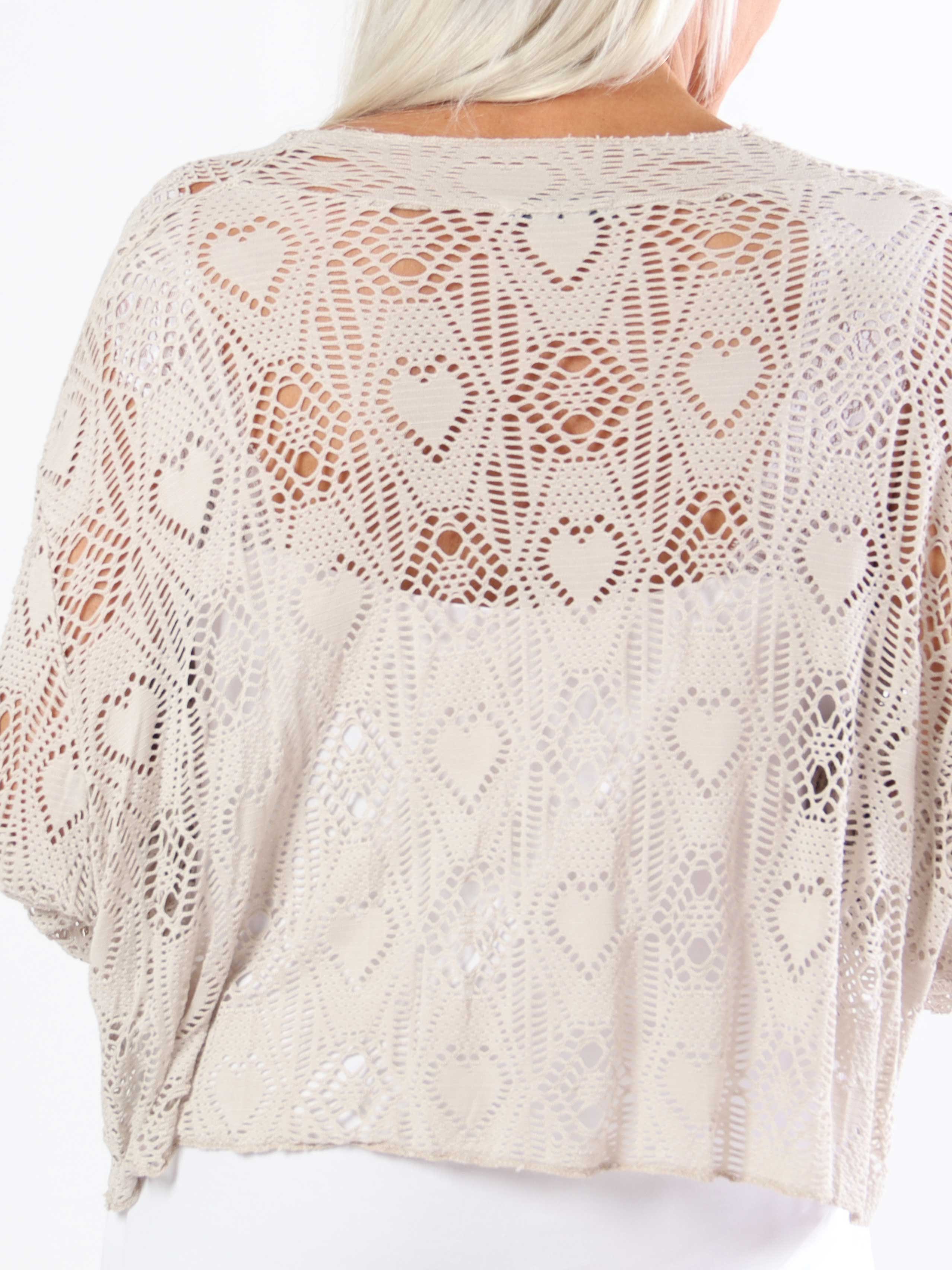 Castilla - Kort hæklet plus size cardigan