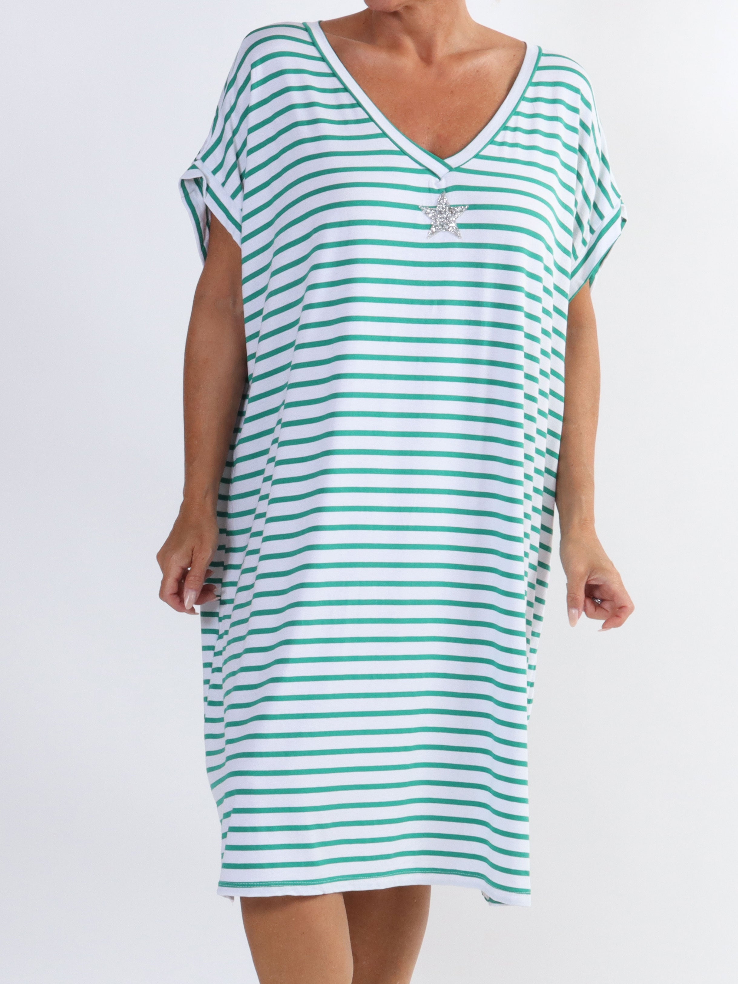 Cath - Plus size t-shirt kjole i viskose med sølv stjerne