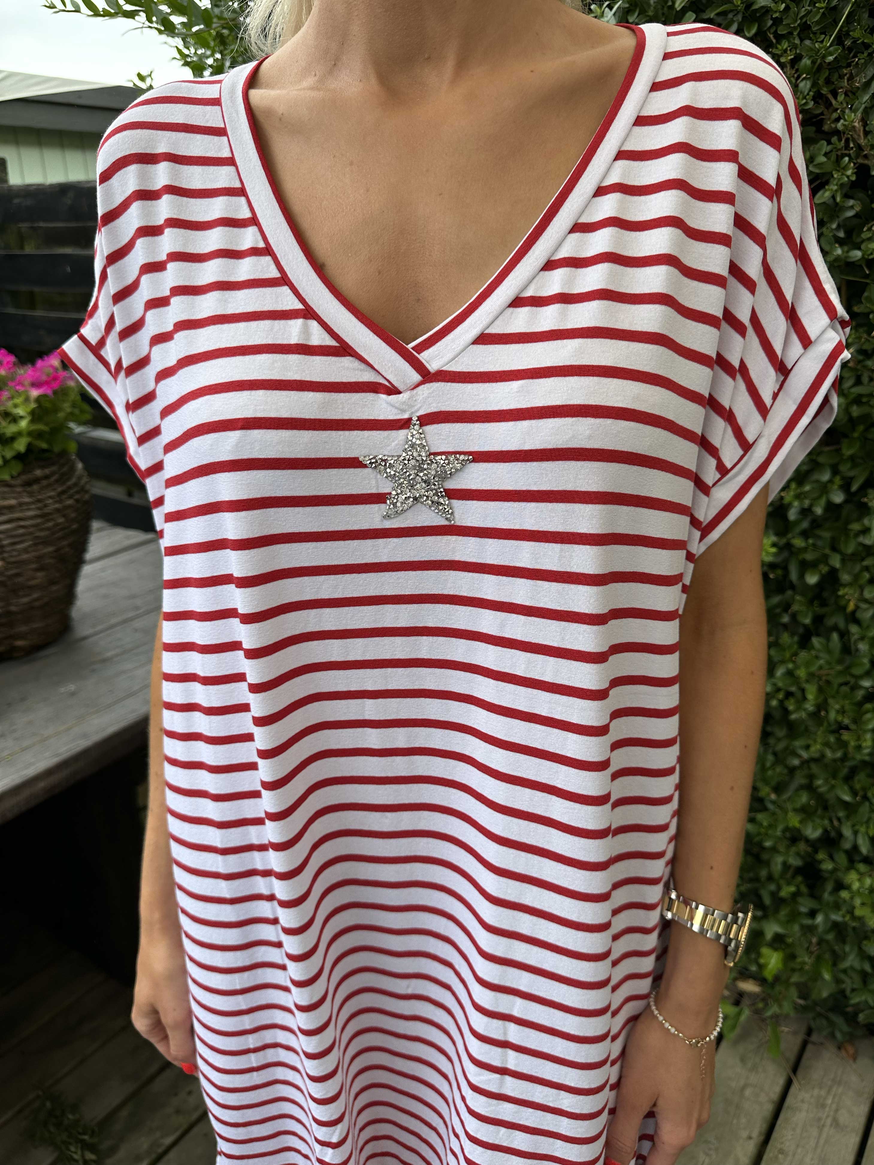 Cath - Sød t-shirt kjole i viskose med sølv stjerne