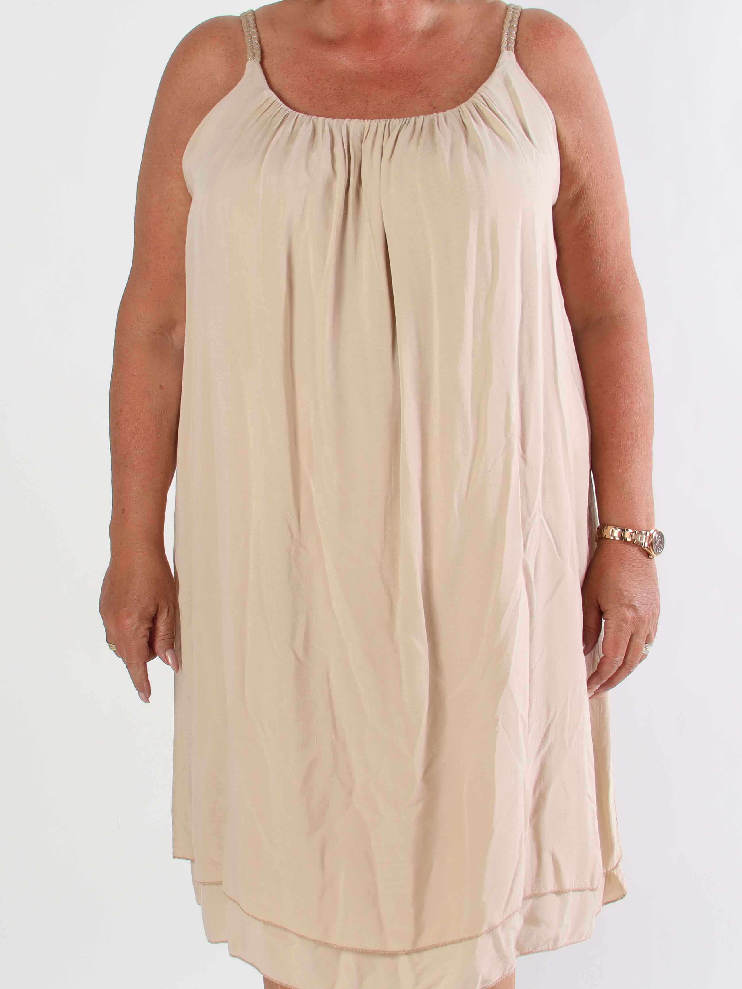 Chalkis - Plus size kjole i blød viskose med flettet stropper