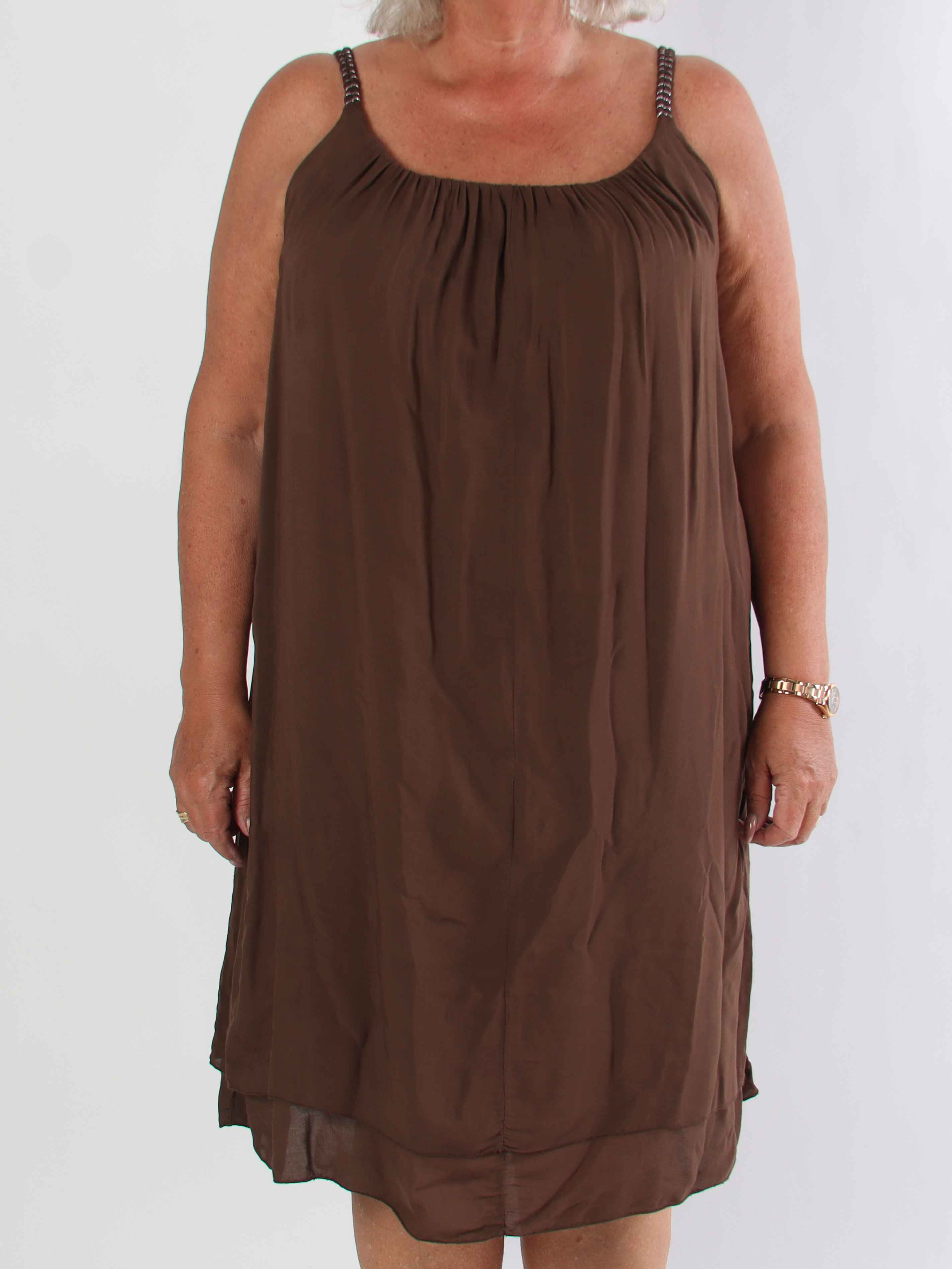 Chalkis - Plus size kjole i blød viskose med flettet stropper