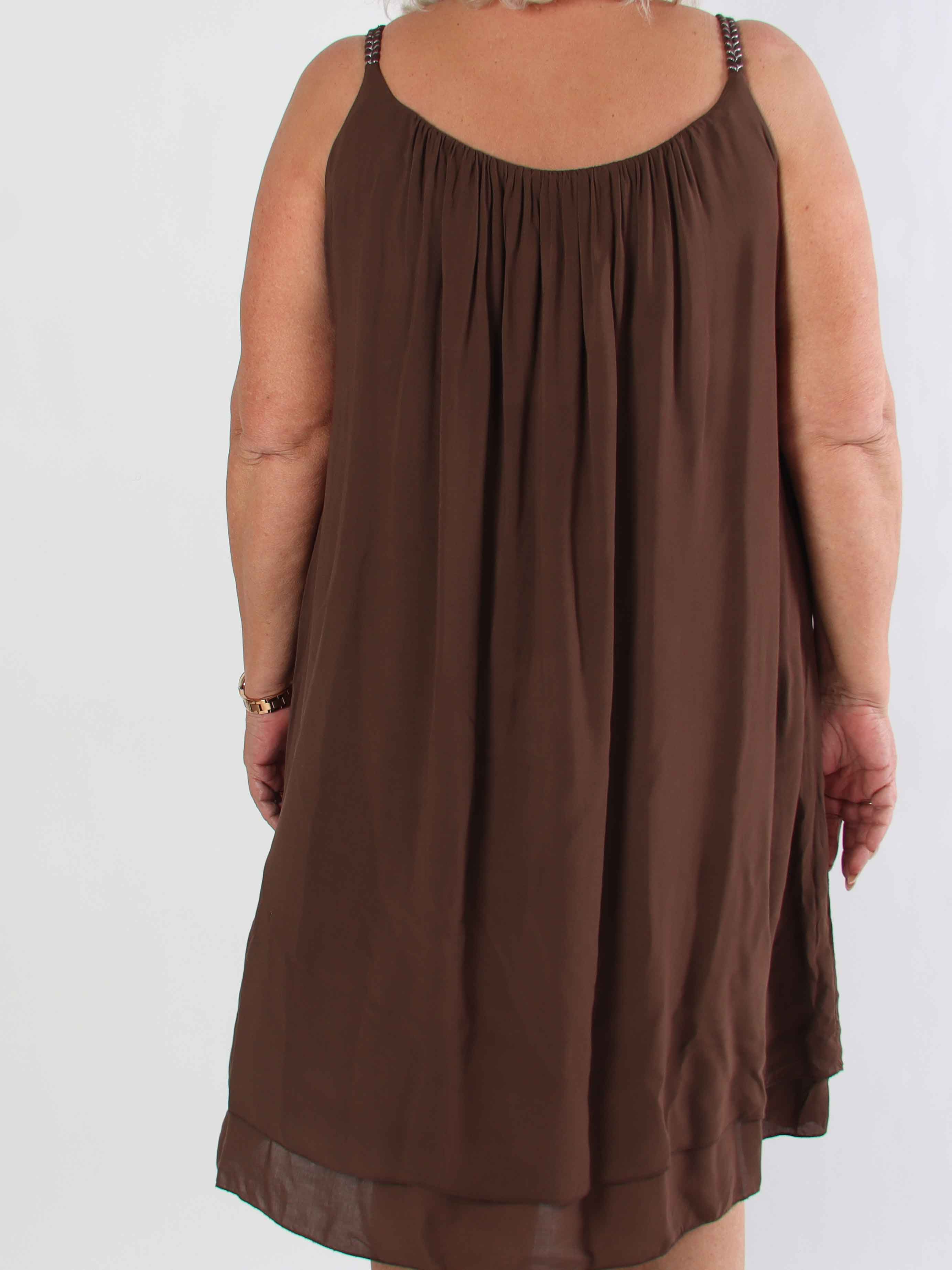 Chalkis - Plus size kjole i blød viskose med flettet stropper