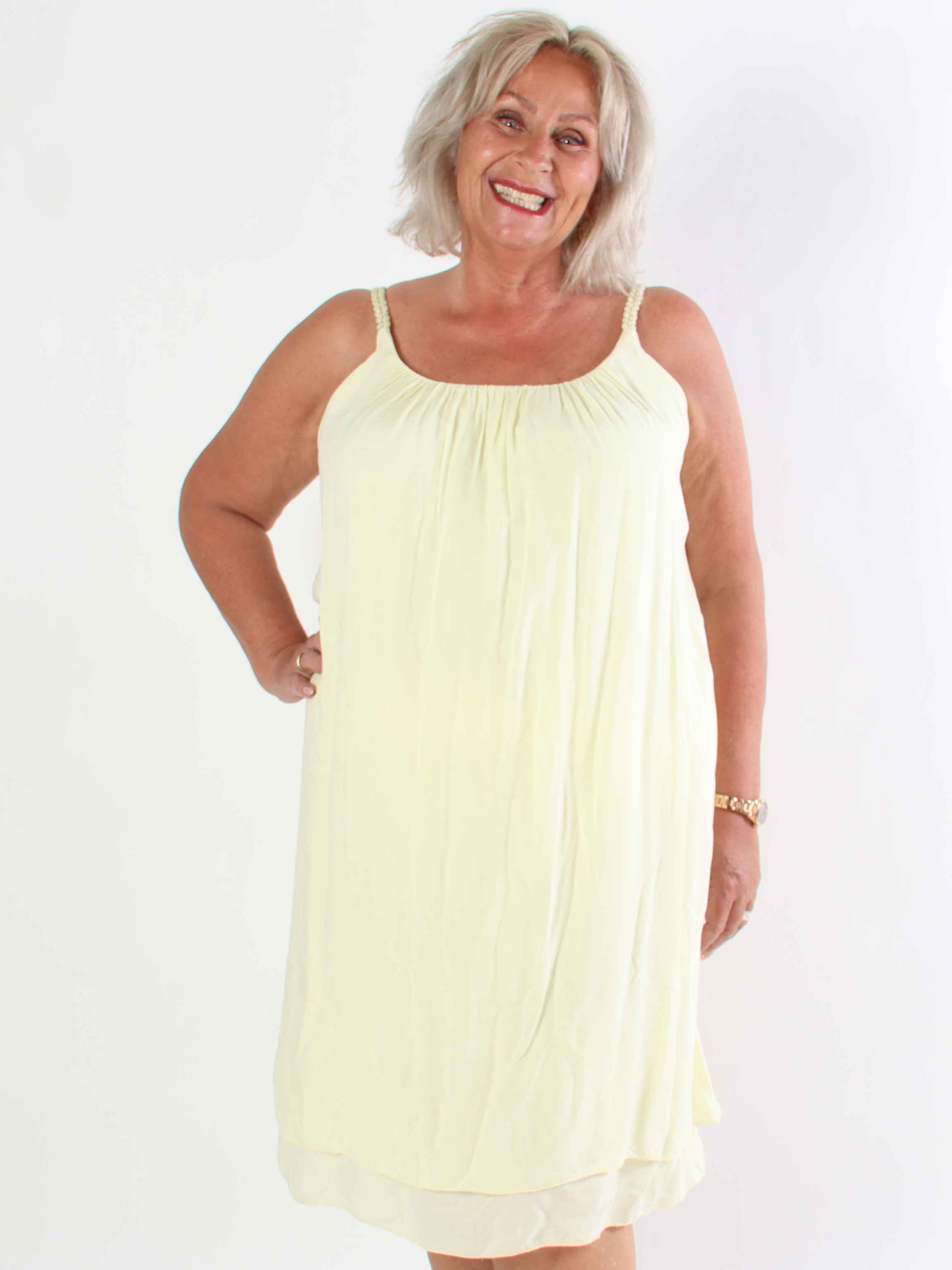 Chalkis - Plus size kjole i blød viskose med flettet stropper