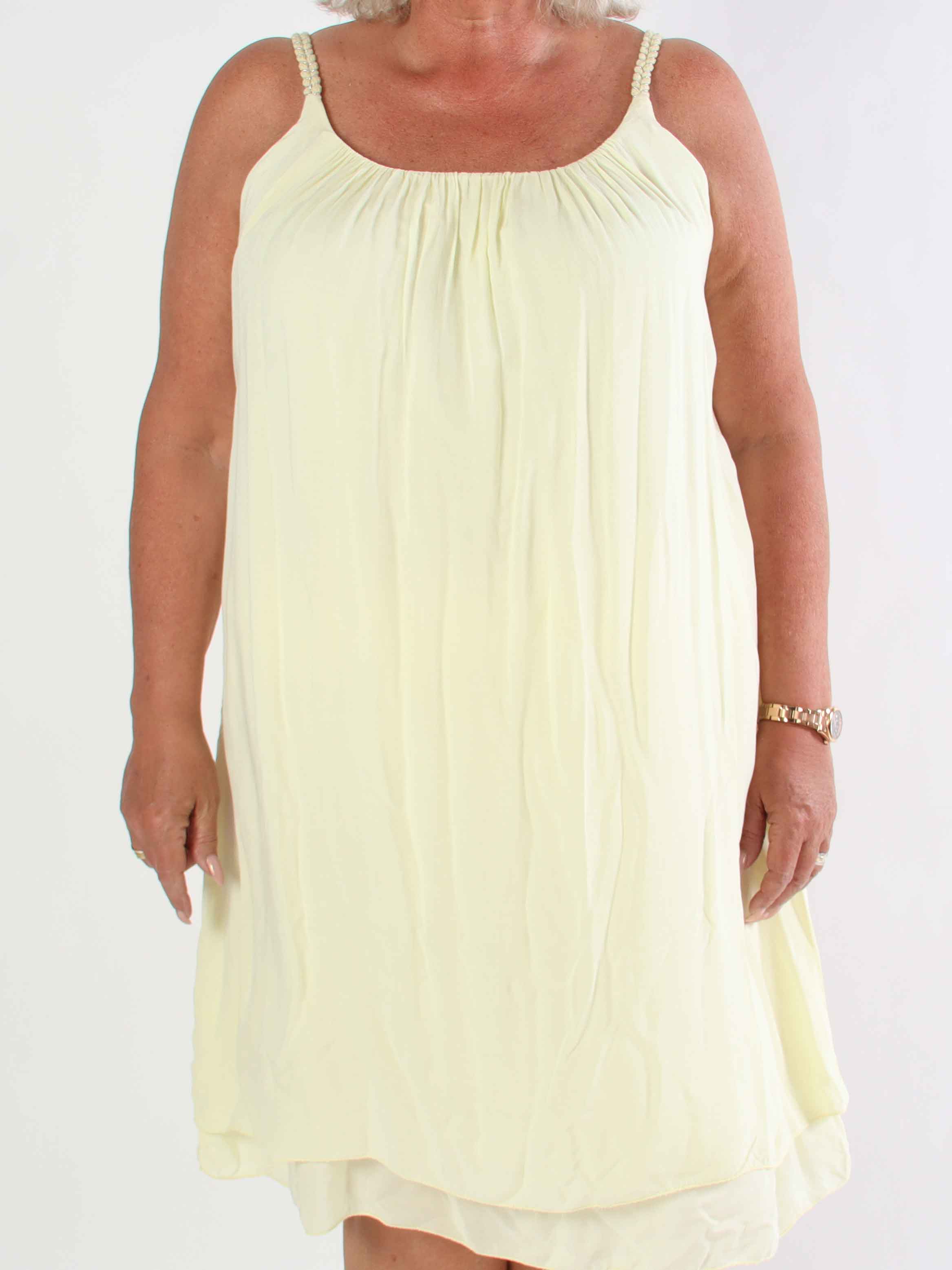 Chalkis - Plus size kjole i blød viskose med flettet stropper