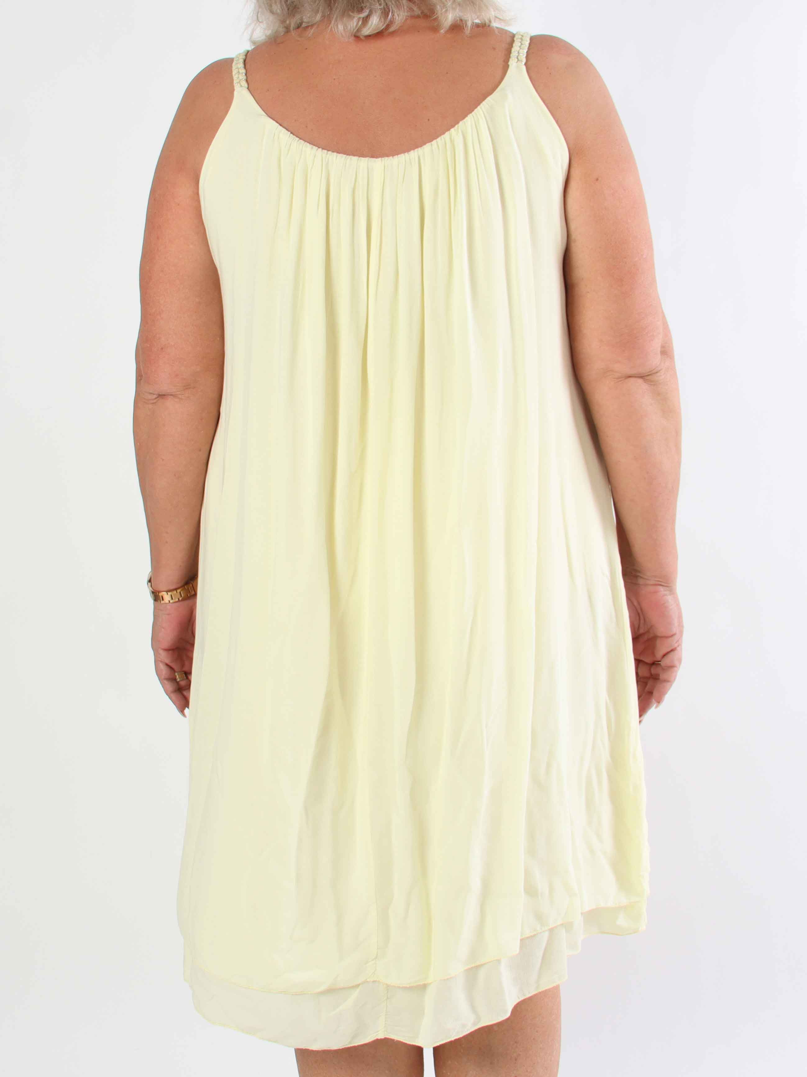 Chalkis - Plus size kjole i blød viskose med flettet stropper