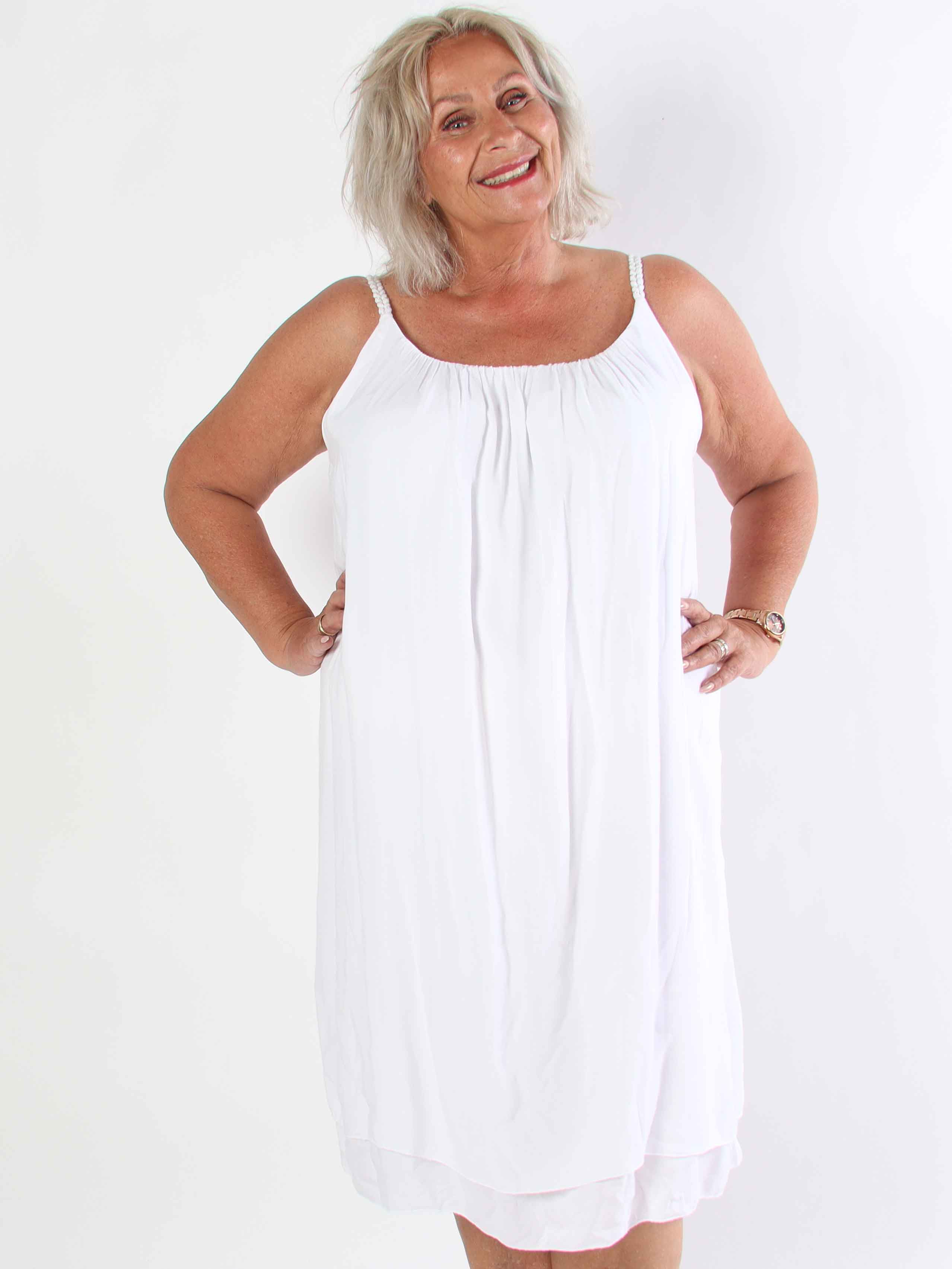 Chalkis - Plus size kjole i blød viskose med flettet stropper