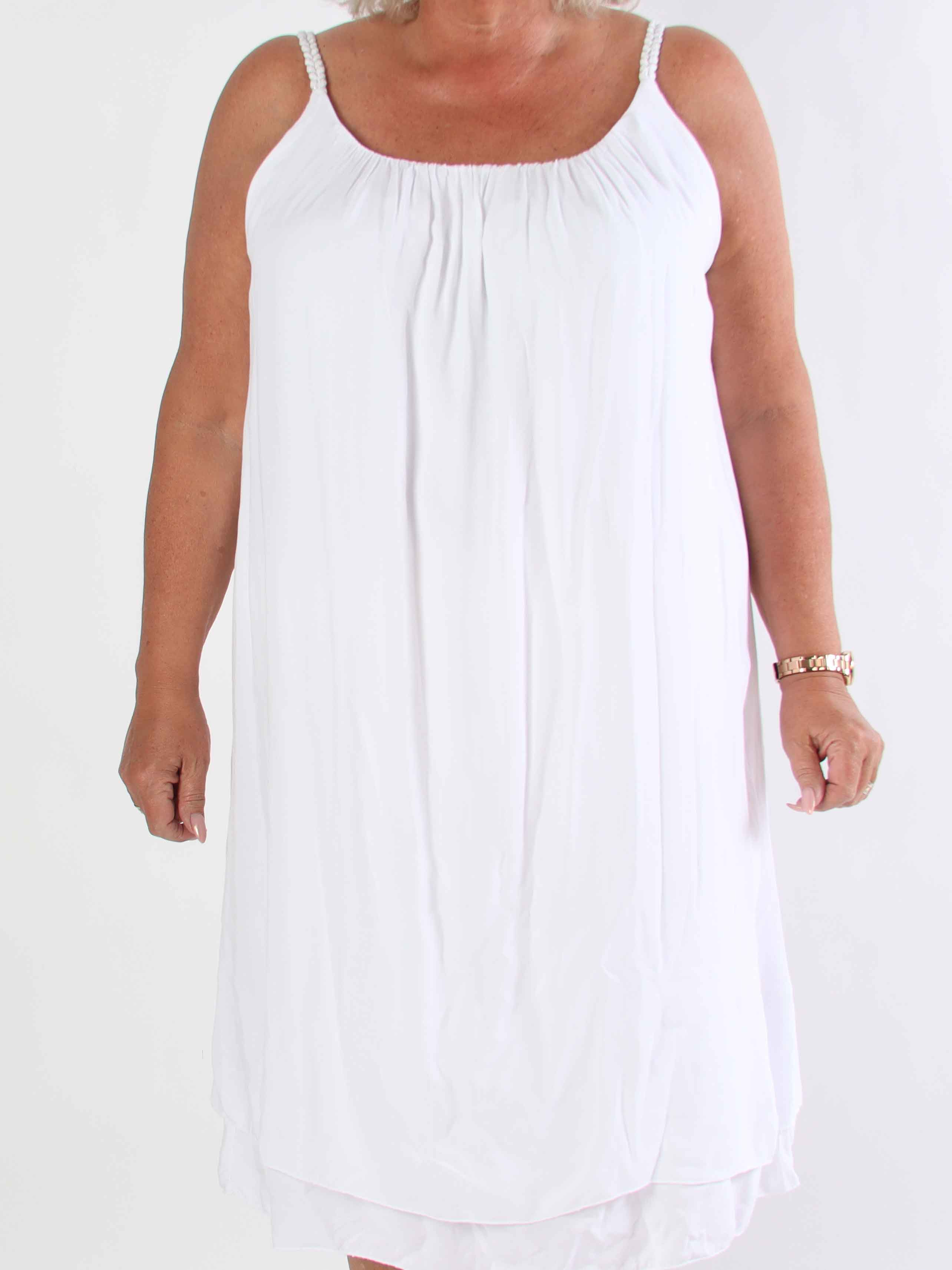 Chalkis - Plus size kjole i blød viskose med flettet stropper