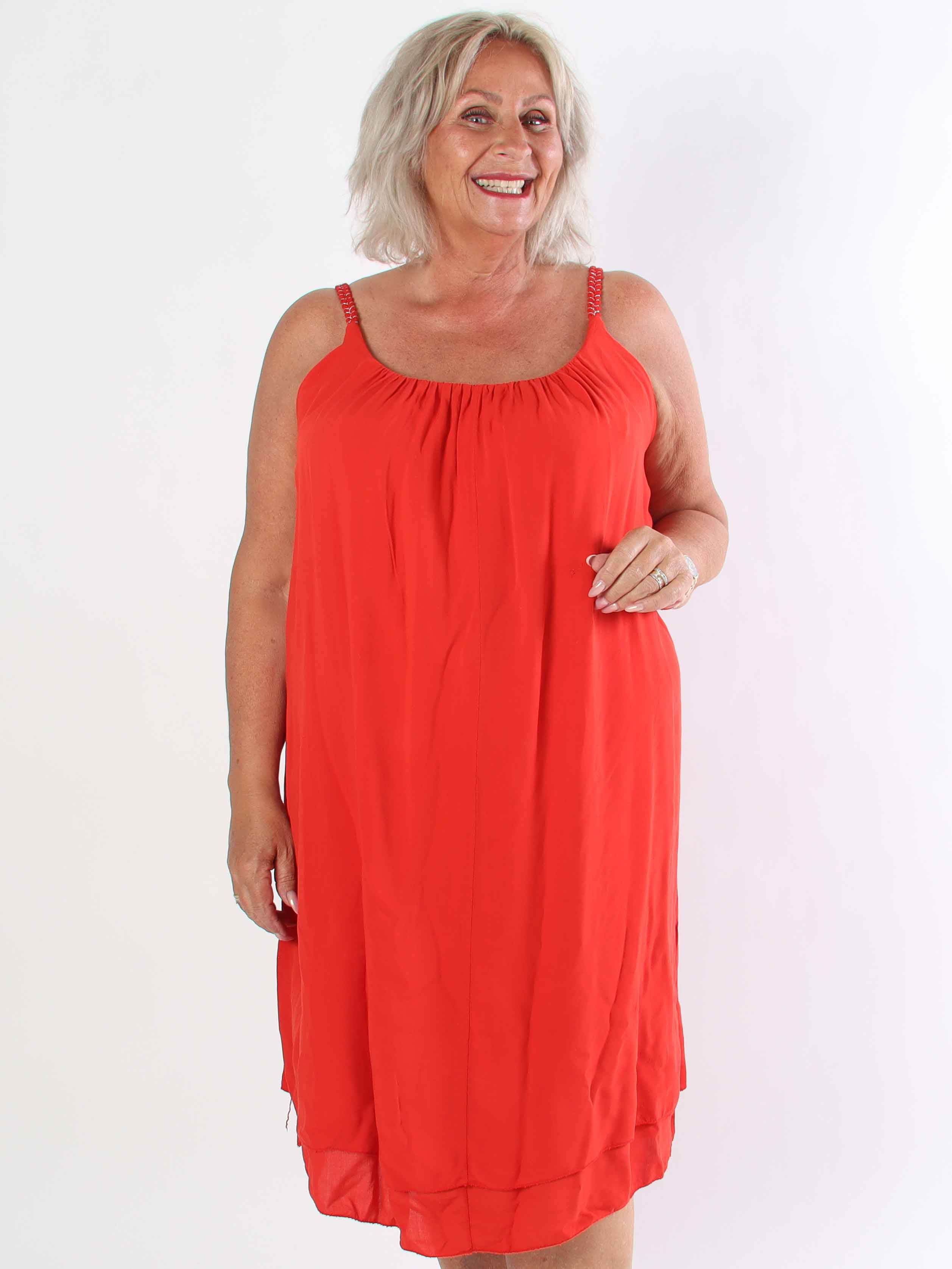 Chalkis - Plus size kjole i blød viskose med flettet stropper