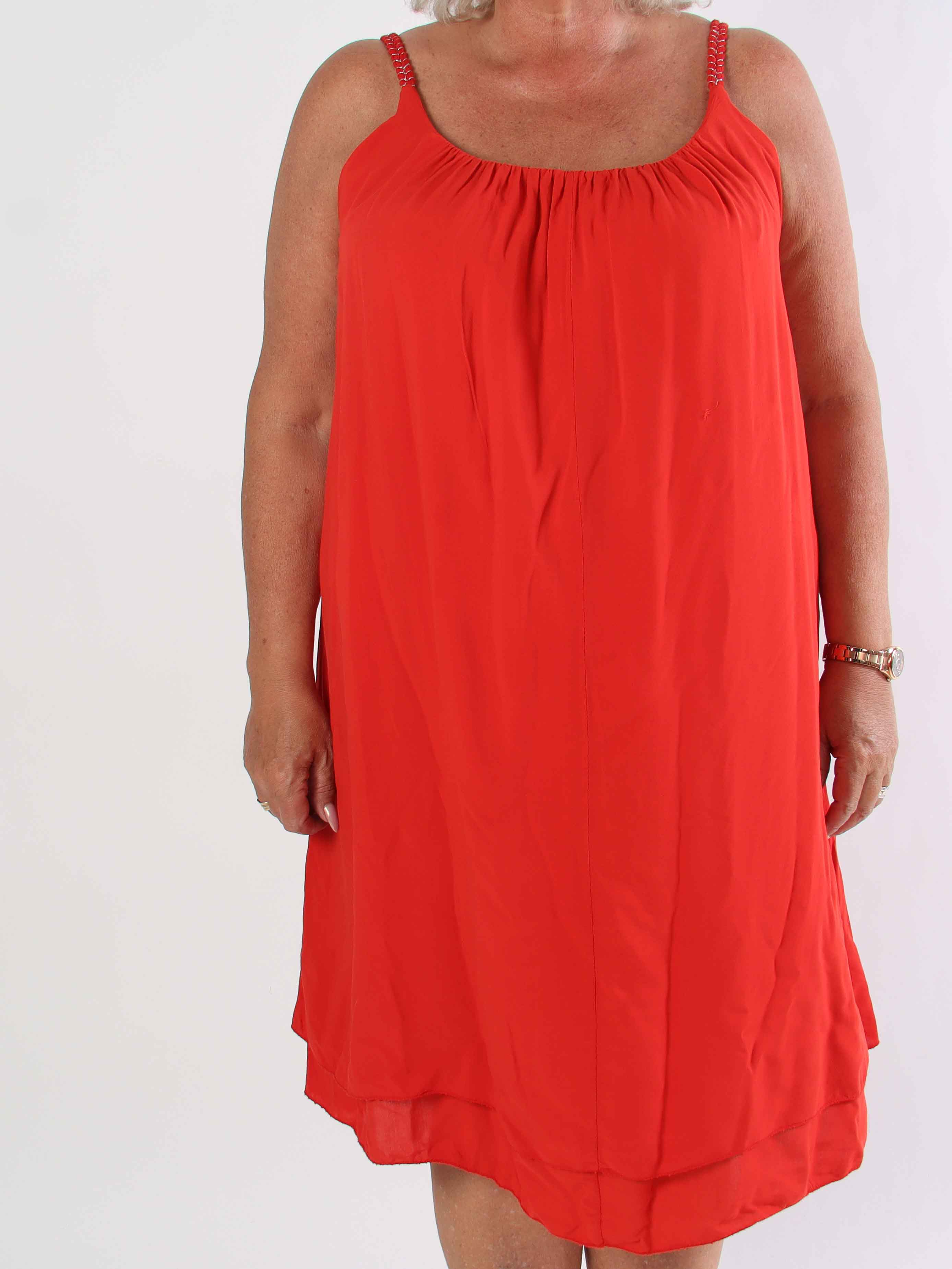 Chalkis - Plus size kjole i blød viskose med flettet stropper