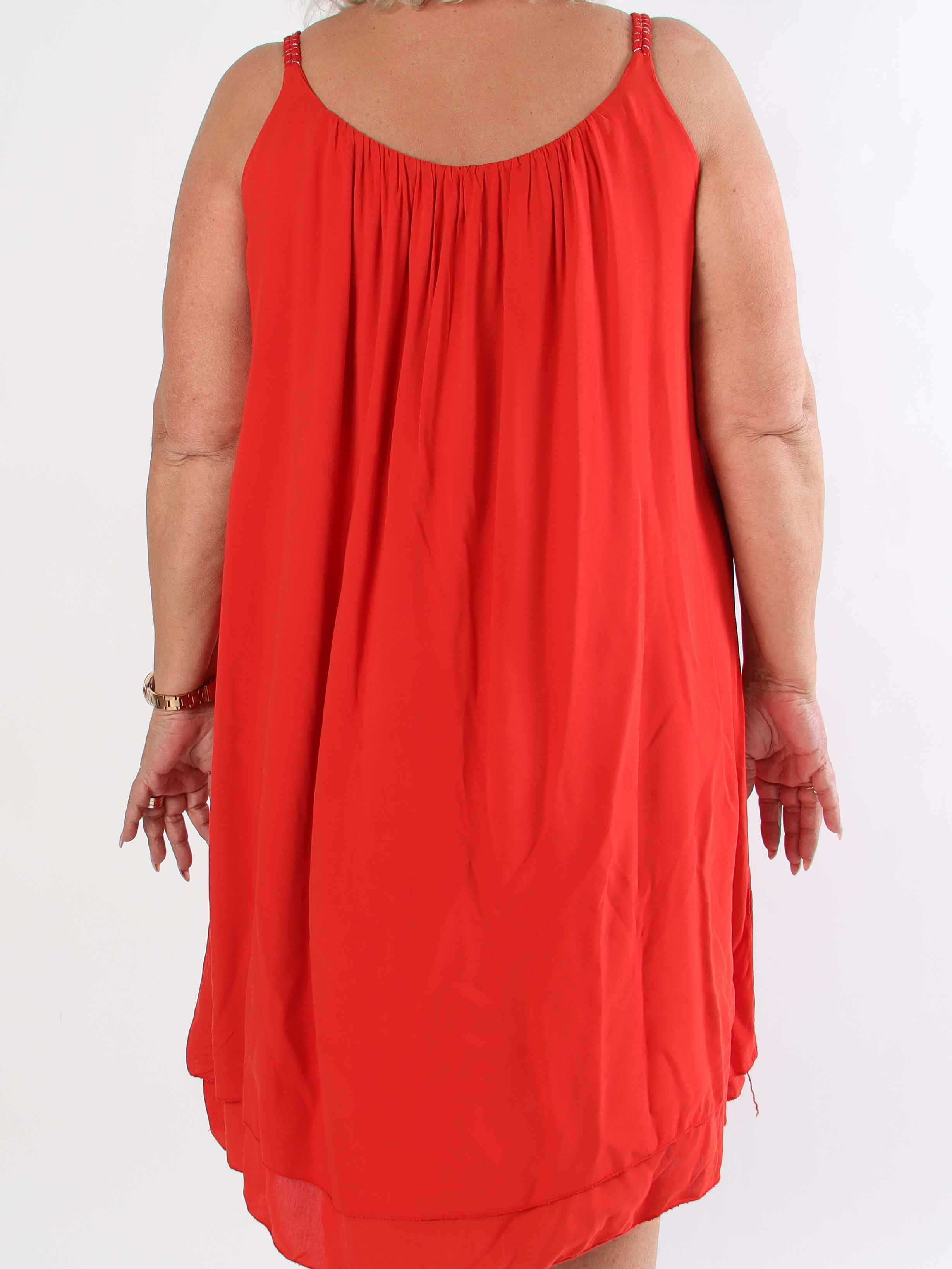 Chalkis - Plus size kjole i blød viskose med flettet stropper