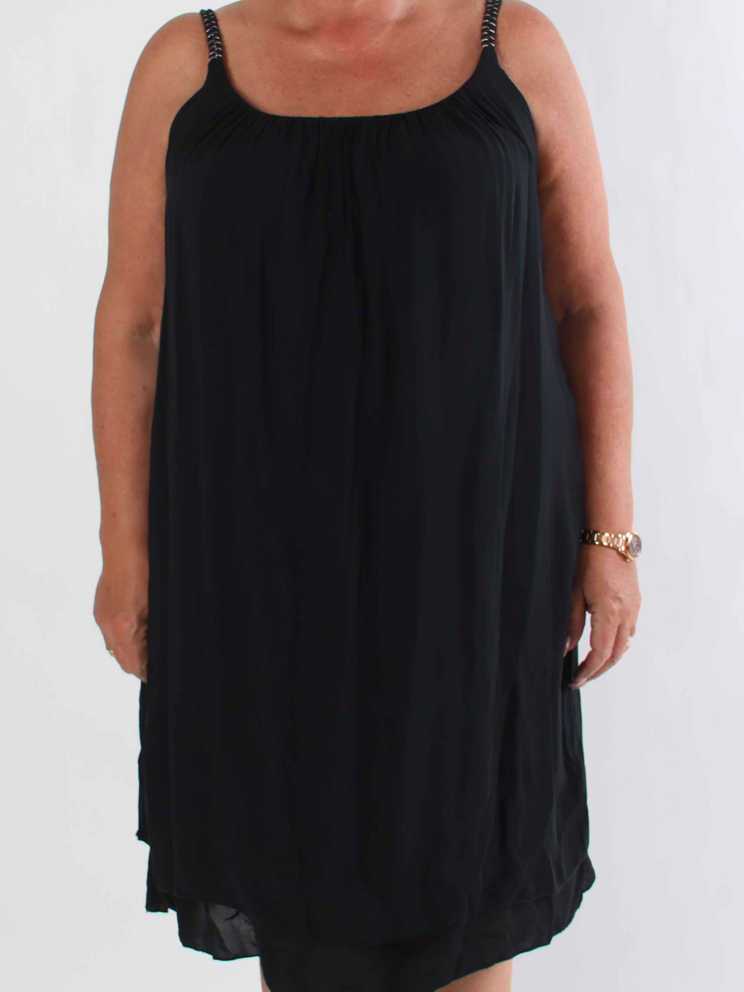 Chalkis - Plus size kjole i blød viskose med flettet stropper