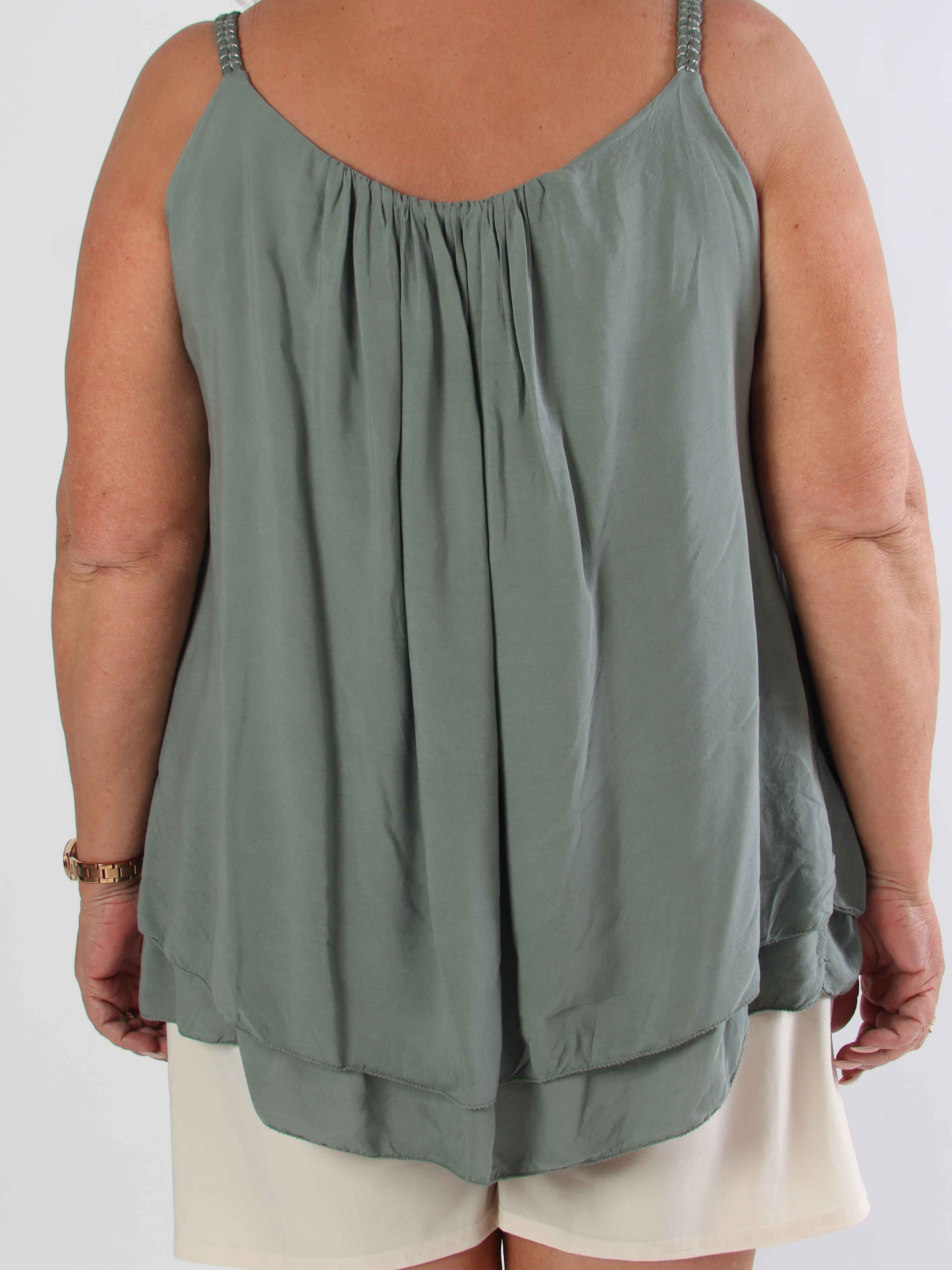 Chalkis Top - Plus size top i blød viskose med flettet stropper