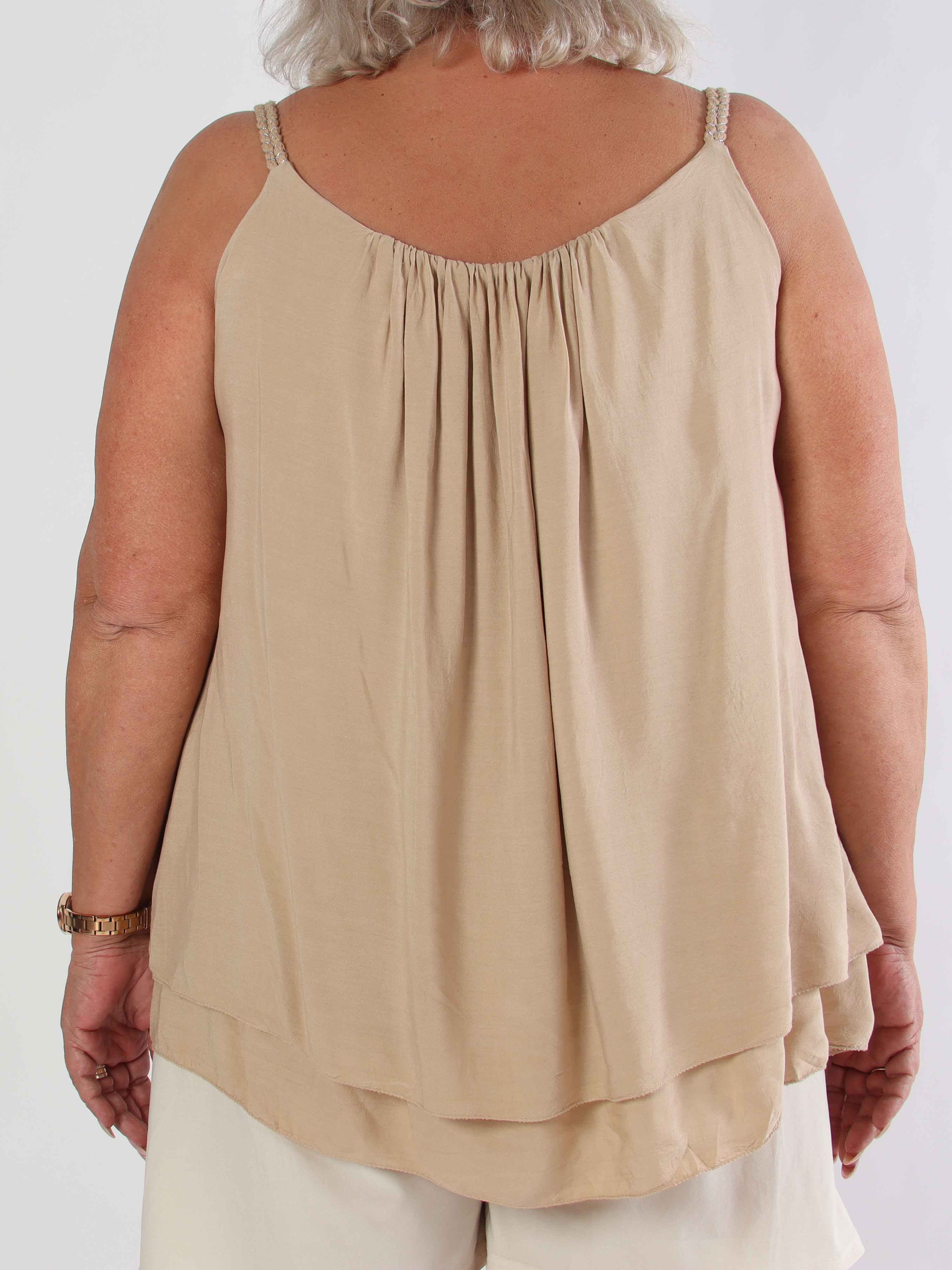 Chalkis Top - Plus size top i blød viskose med flettet stropper