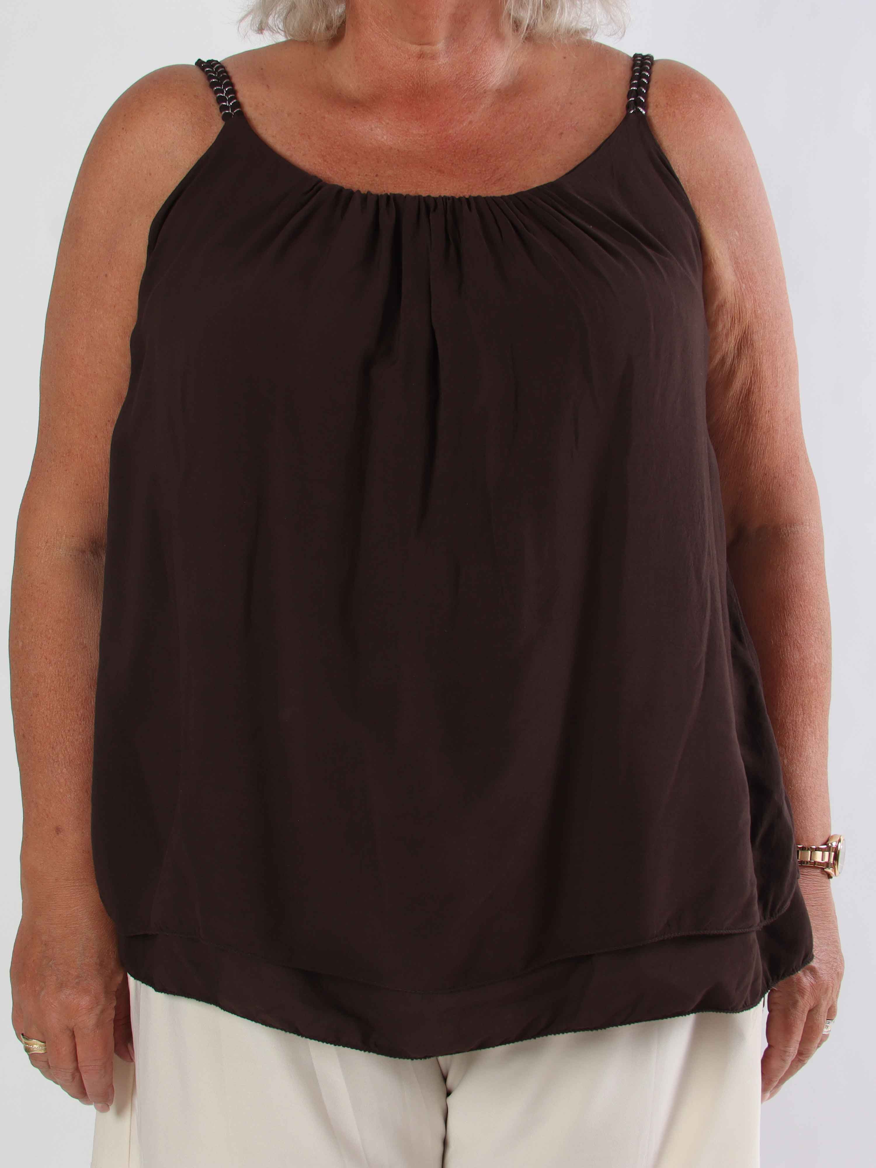 Chalkis Top - Plus size top i blød viskose med flettet stropper