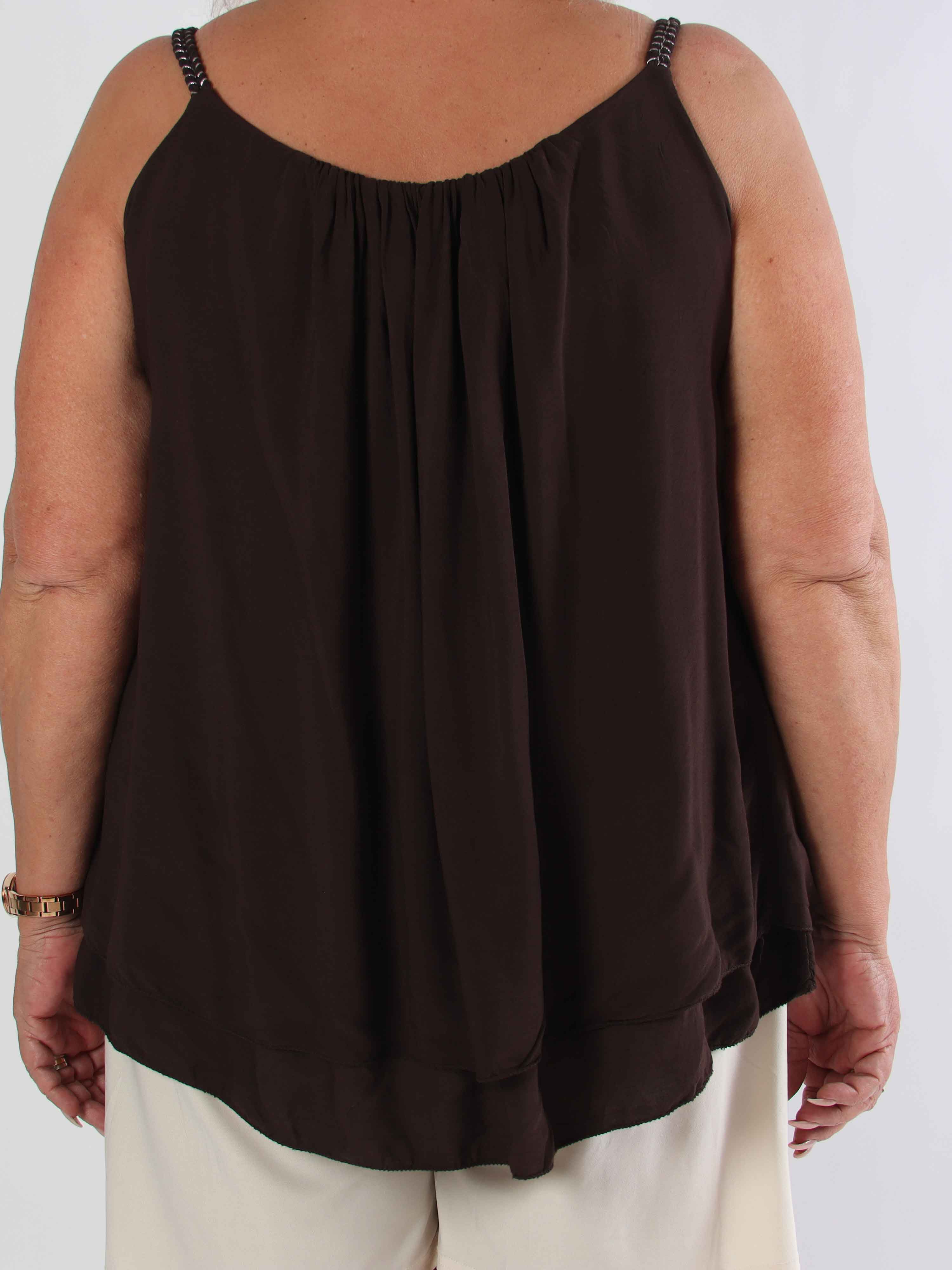 Chalkis Top - Plus size top i blød viskose med flettet stropper